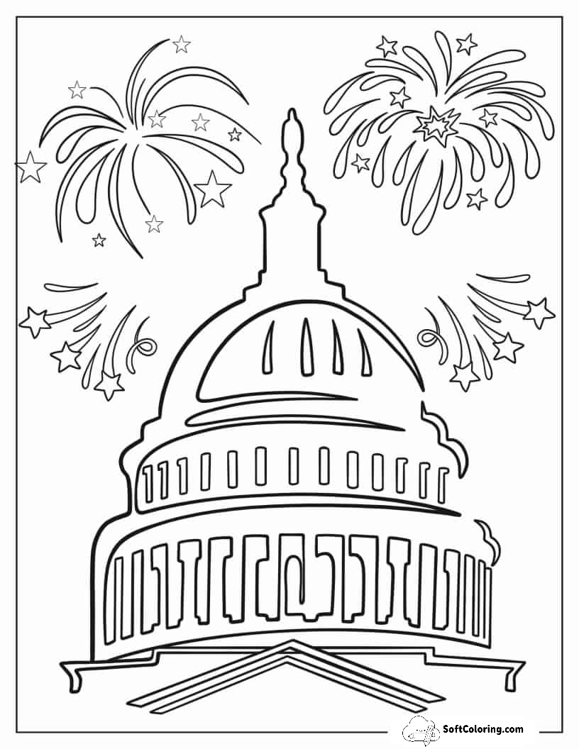 United States Capitol Independence Day To Color