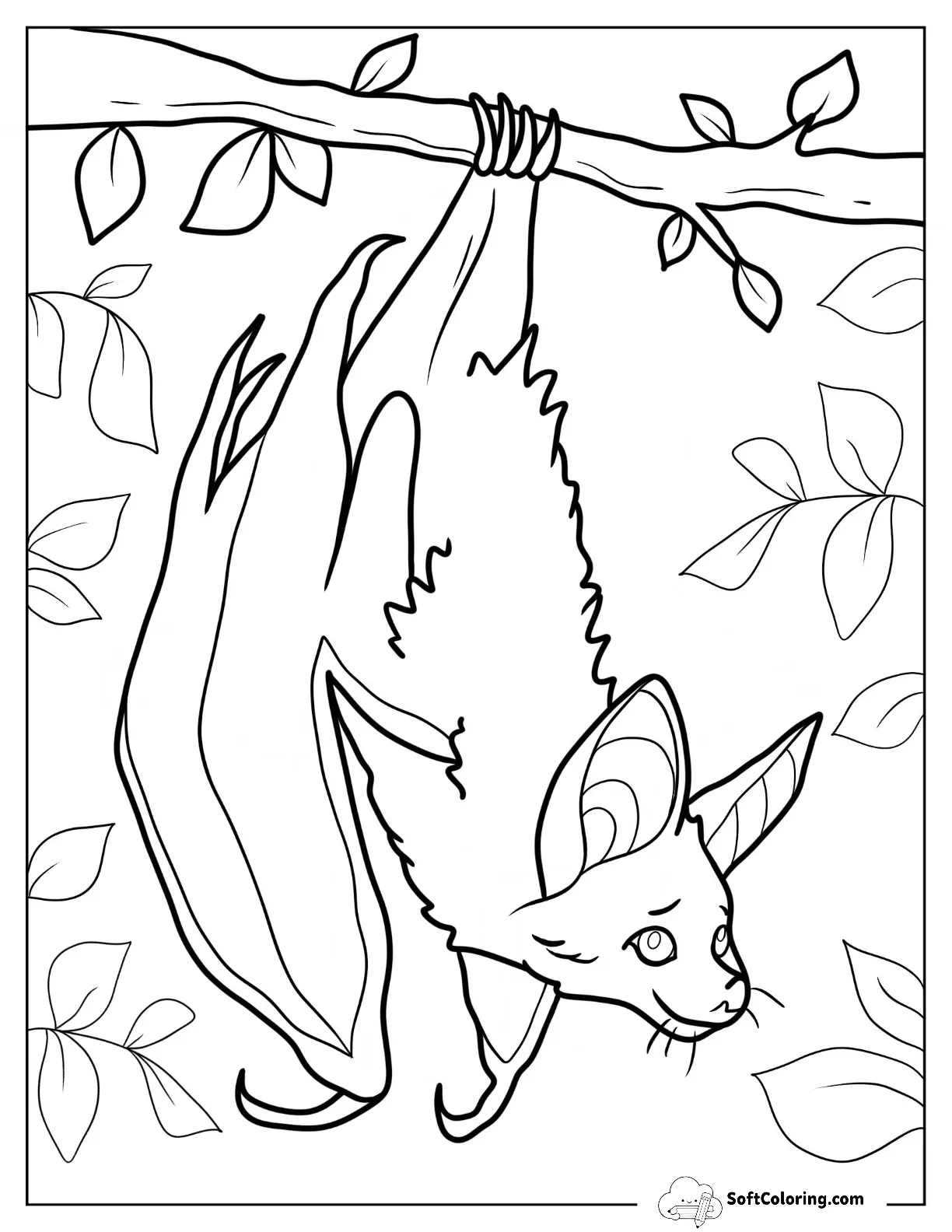 Upside Down Bat Coloring Page