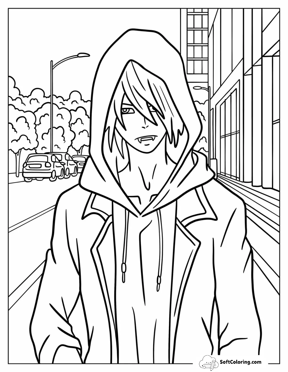 Urban Emo Teen Vampire Coloring Page For Kids