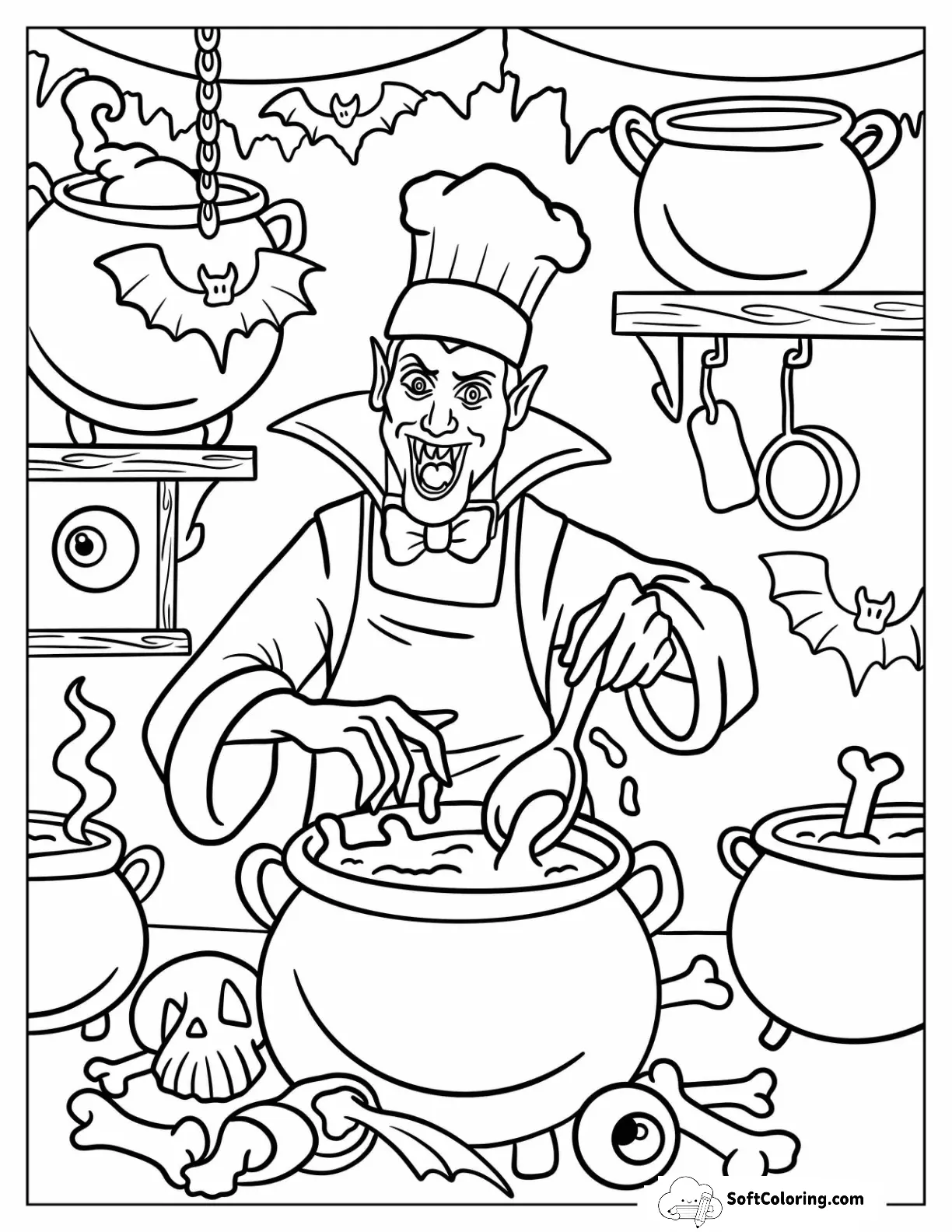 Chef Cooking A Creepy Stew In A Haunted Kitchen