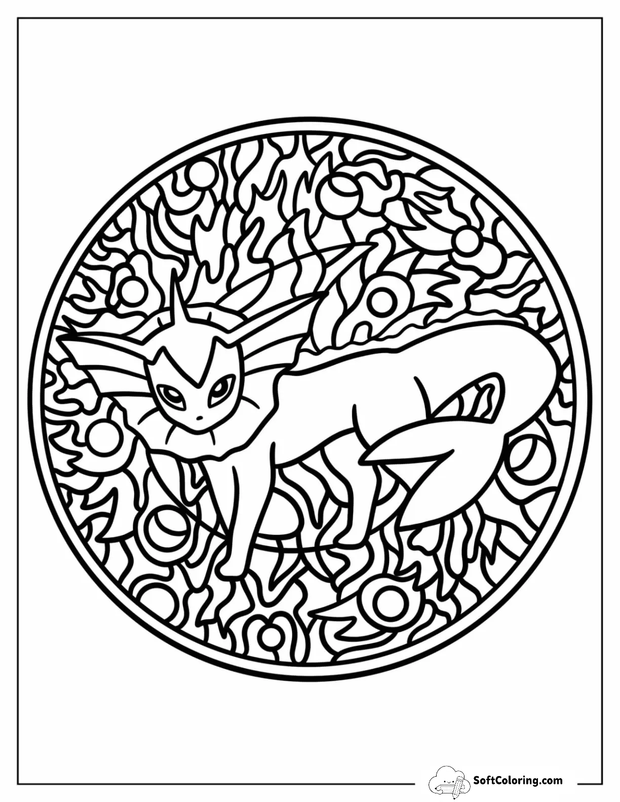 Vaporeon Mandala Coloring Page For Kids