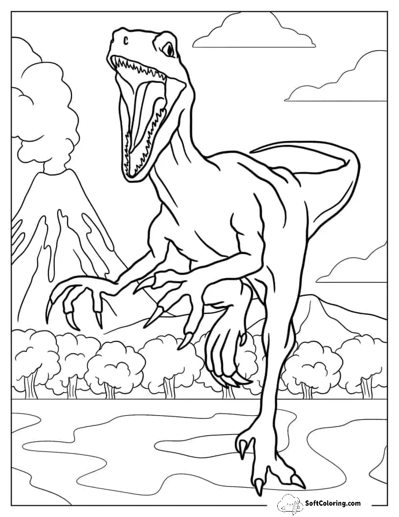 Velociraptor From Jurassic Park Coloring Page