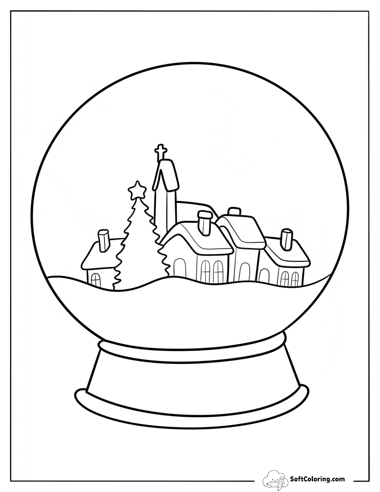 Winter Wonderland Snow Globe Coloring Page For Kids