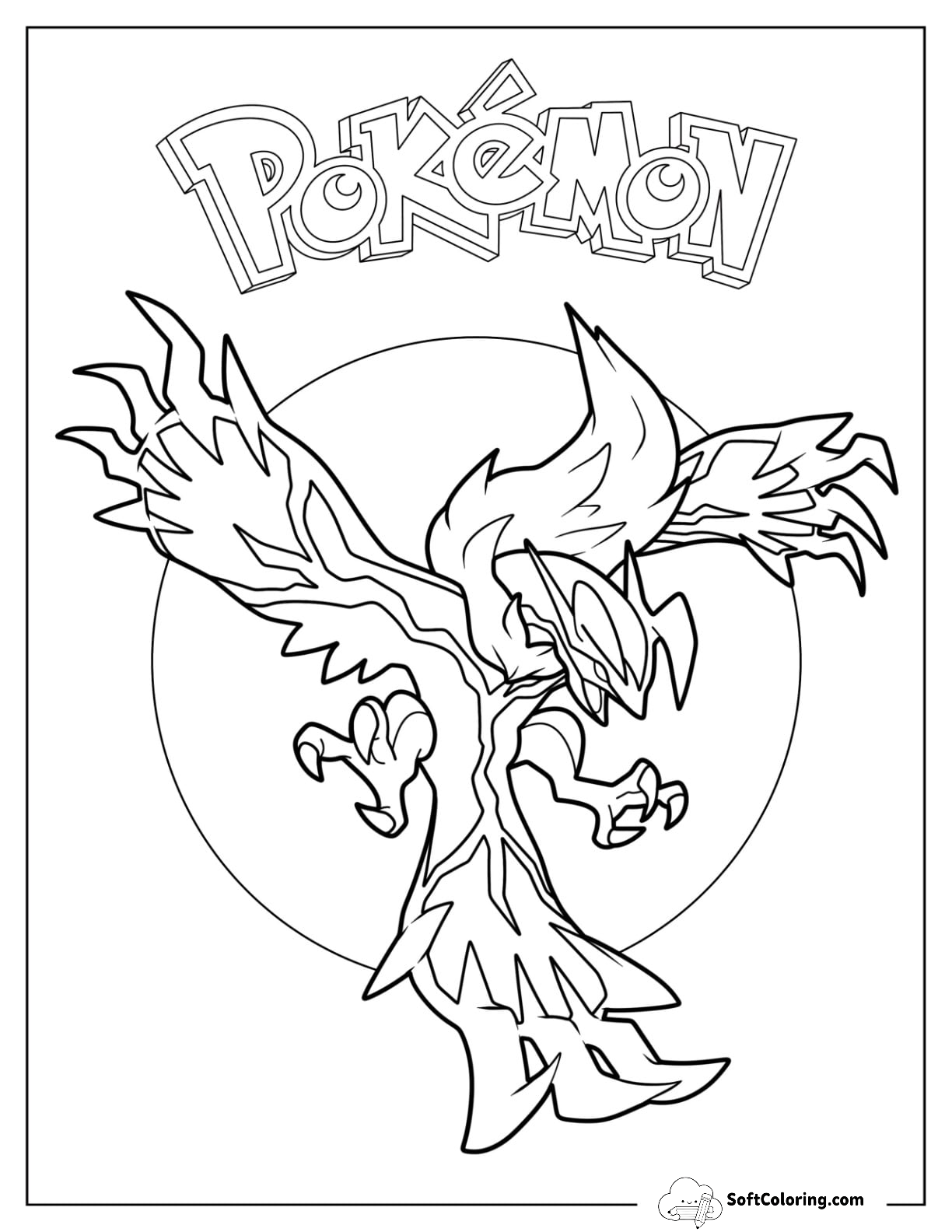 Yveltal Legendary Pokemon Coloring Page Poster