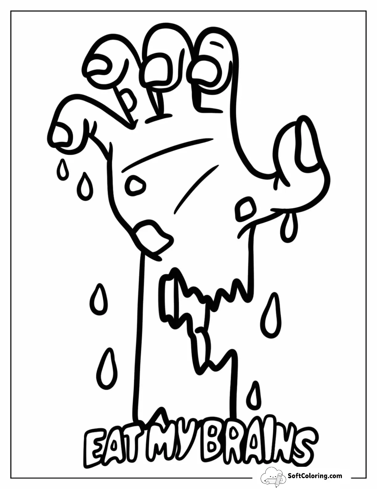 Zombie Coloring Page Of Hand Rising From The Earth For Kids