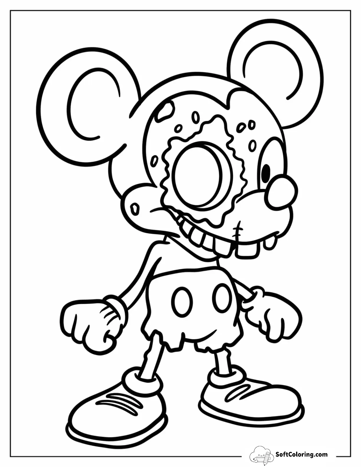 Zombie Coloring Page Of Zombie Mickey Mouse For Kids