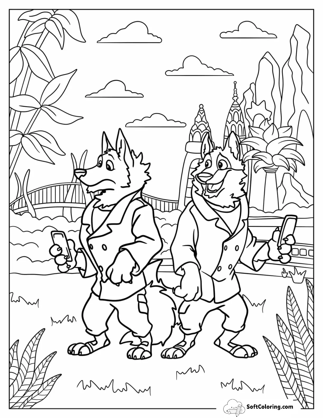 Zootopia Coloring Page Of Wolf Guards