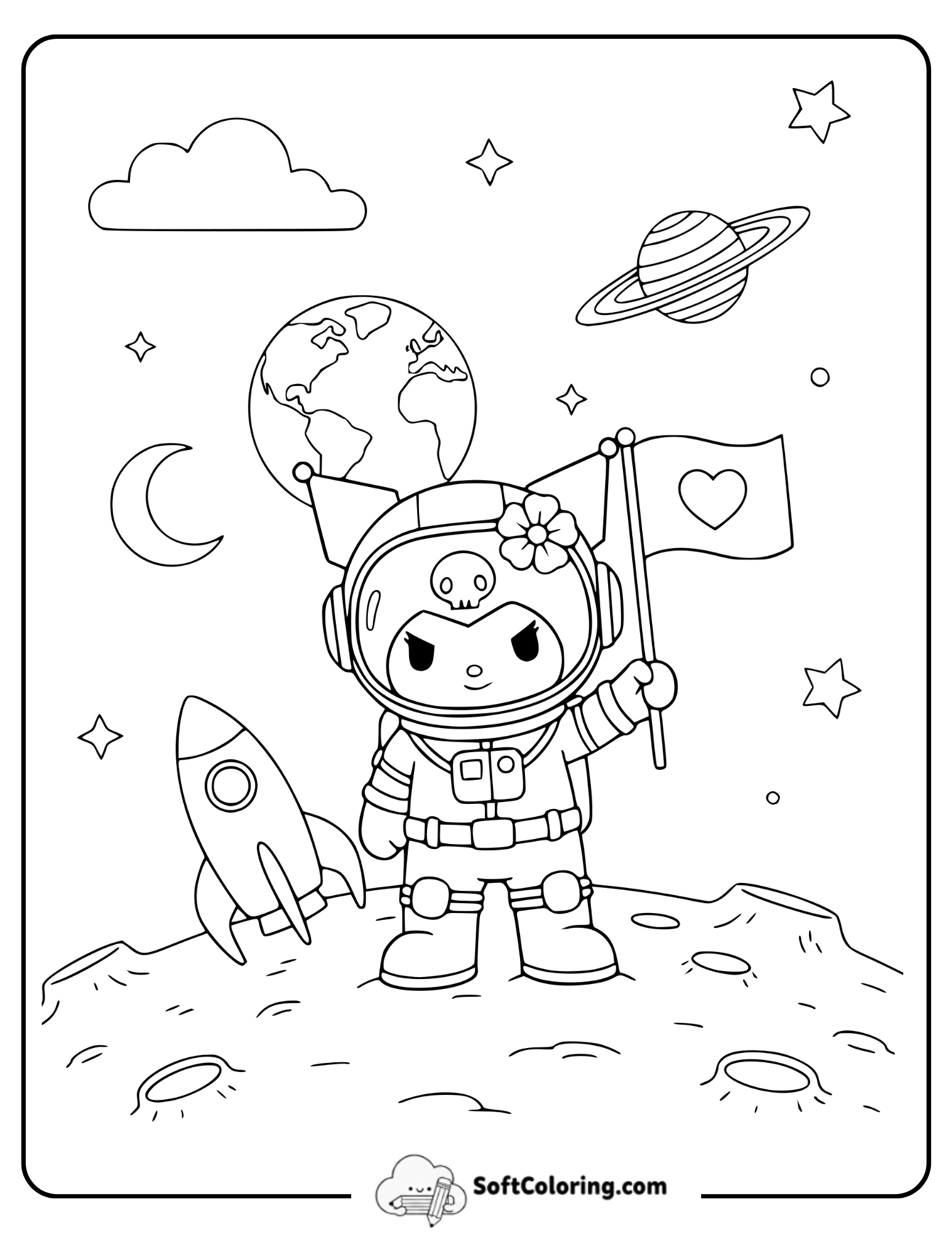 Astronaut Kuromi Landing On The Moon