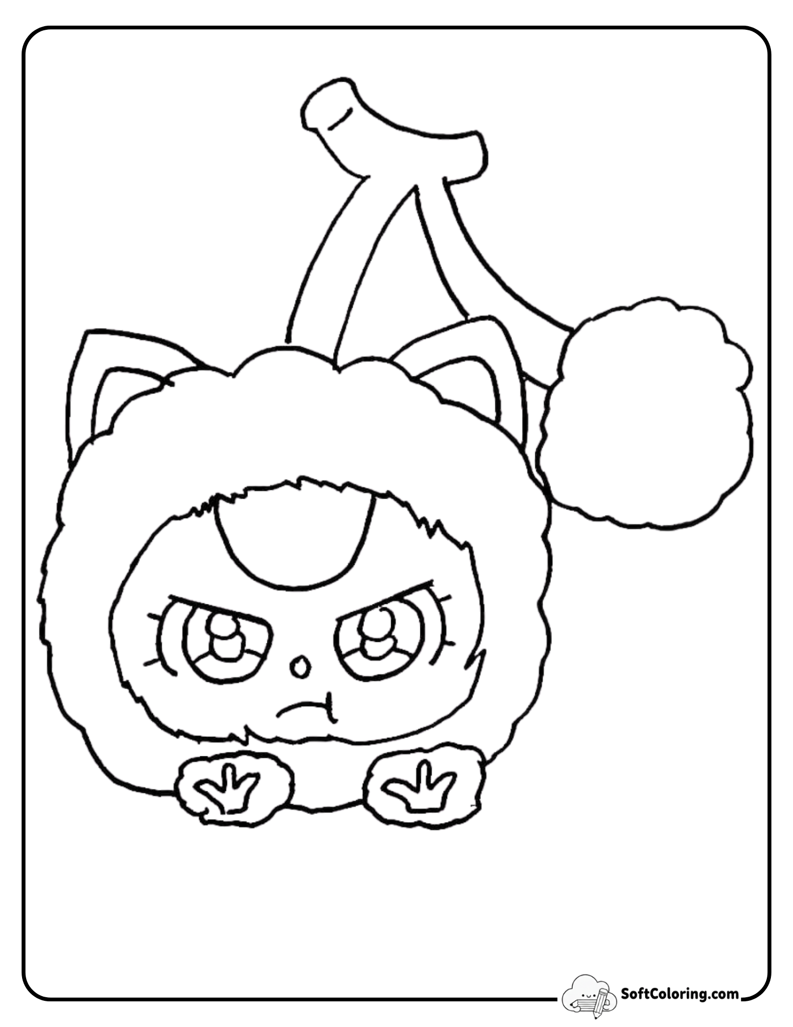 Kawaii Baby Three Cherry Fruit Coloring Sheet