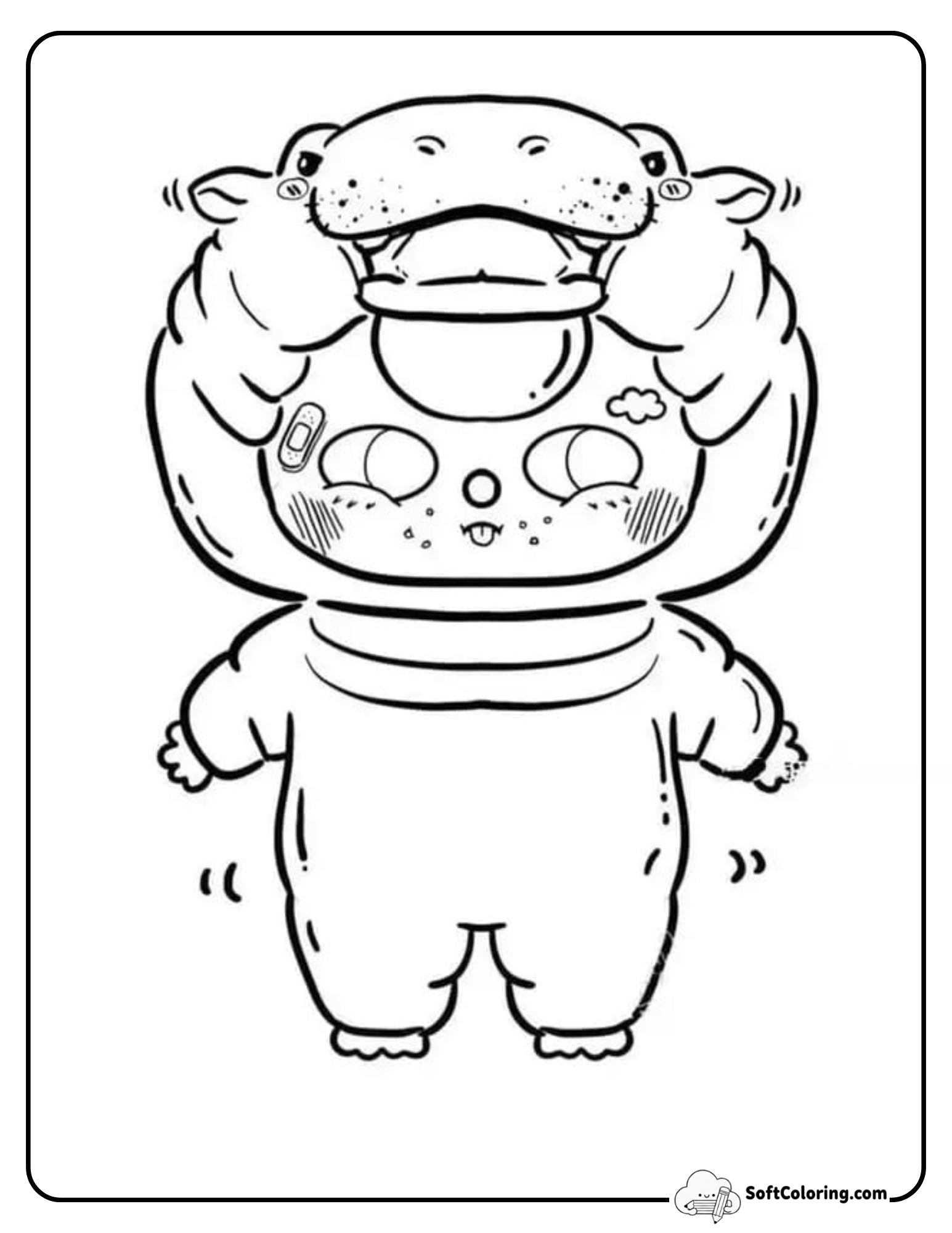 Cute Baby Three Hippo Inspired Coloring Sheet