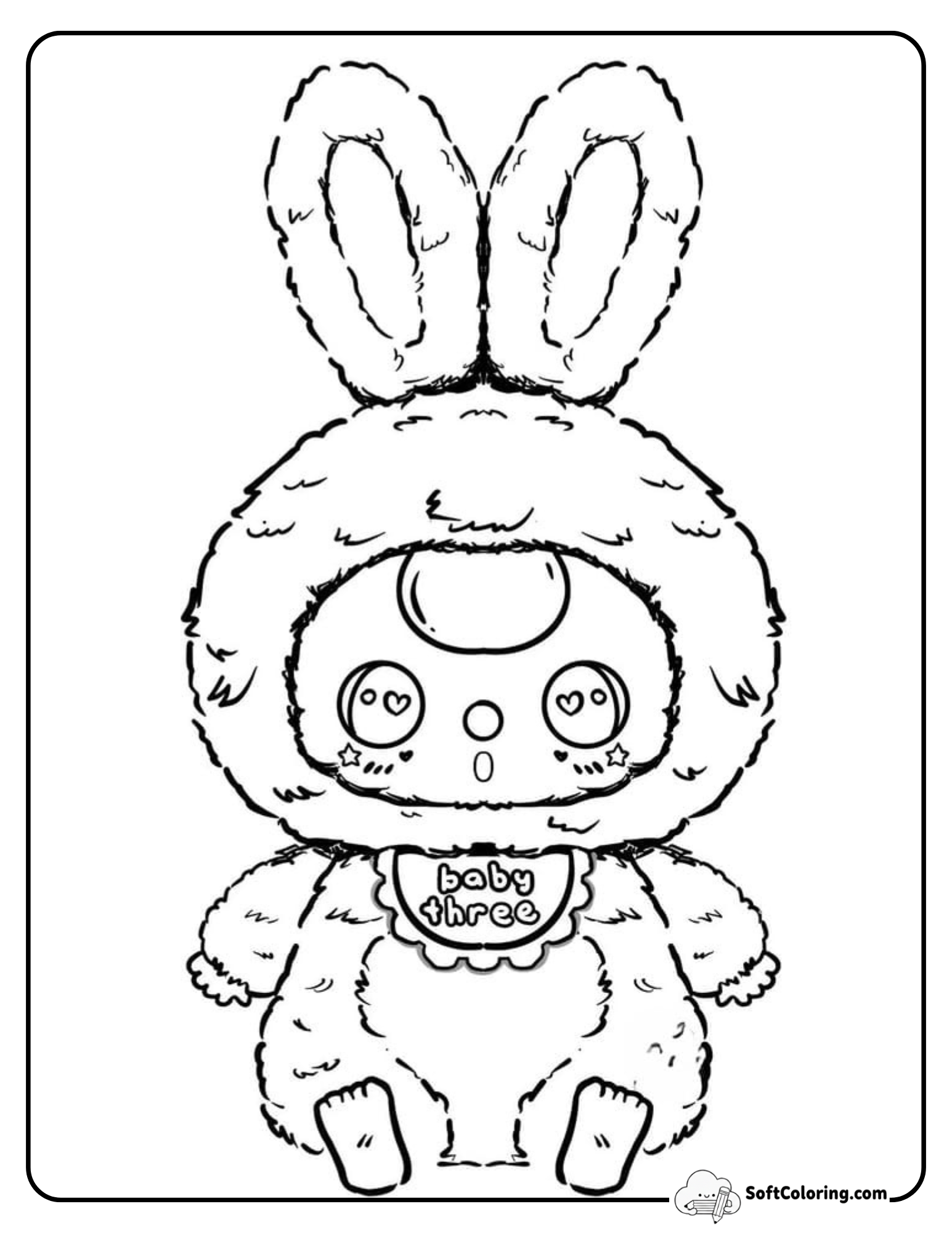 Kawaii Baby Three Heart-Eyes Bunny