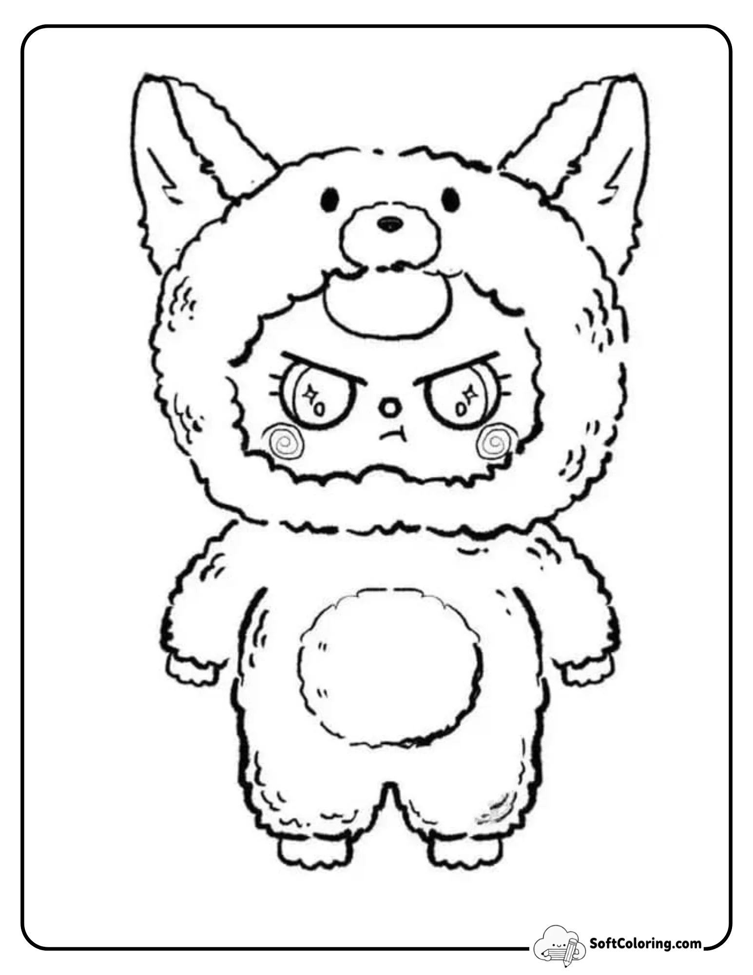 Kawaii Baby Three Fox Art Toy Coloring Page