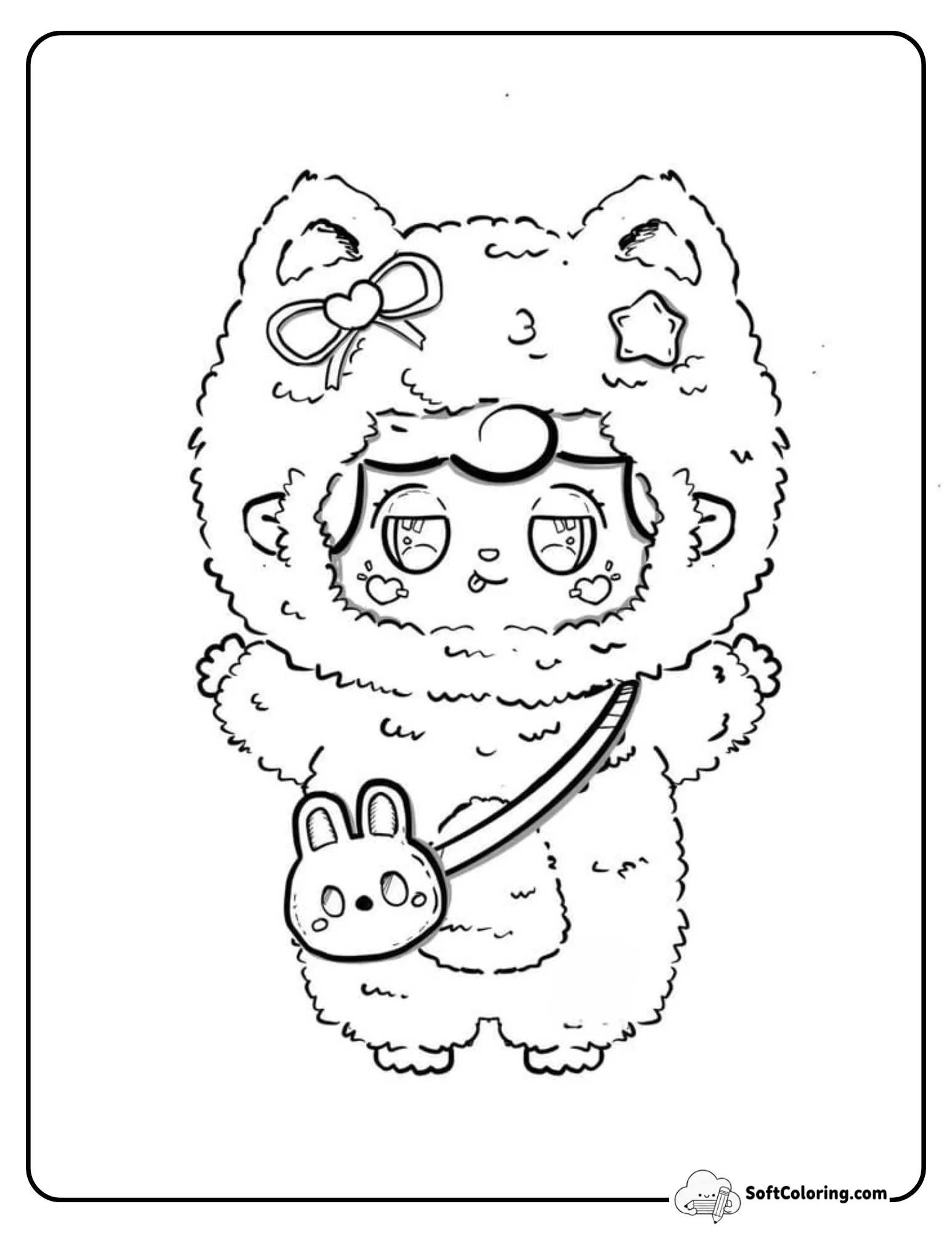 Lucky Baby Three Fortune Cat Coloring Sheet
