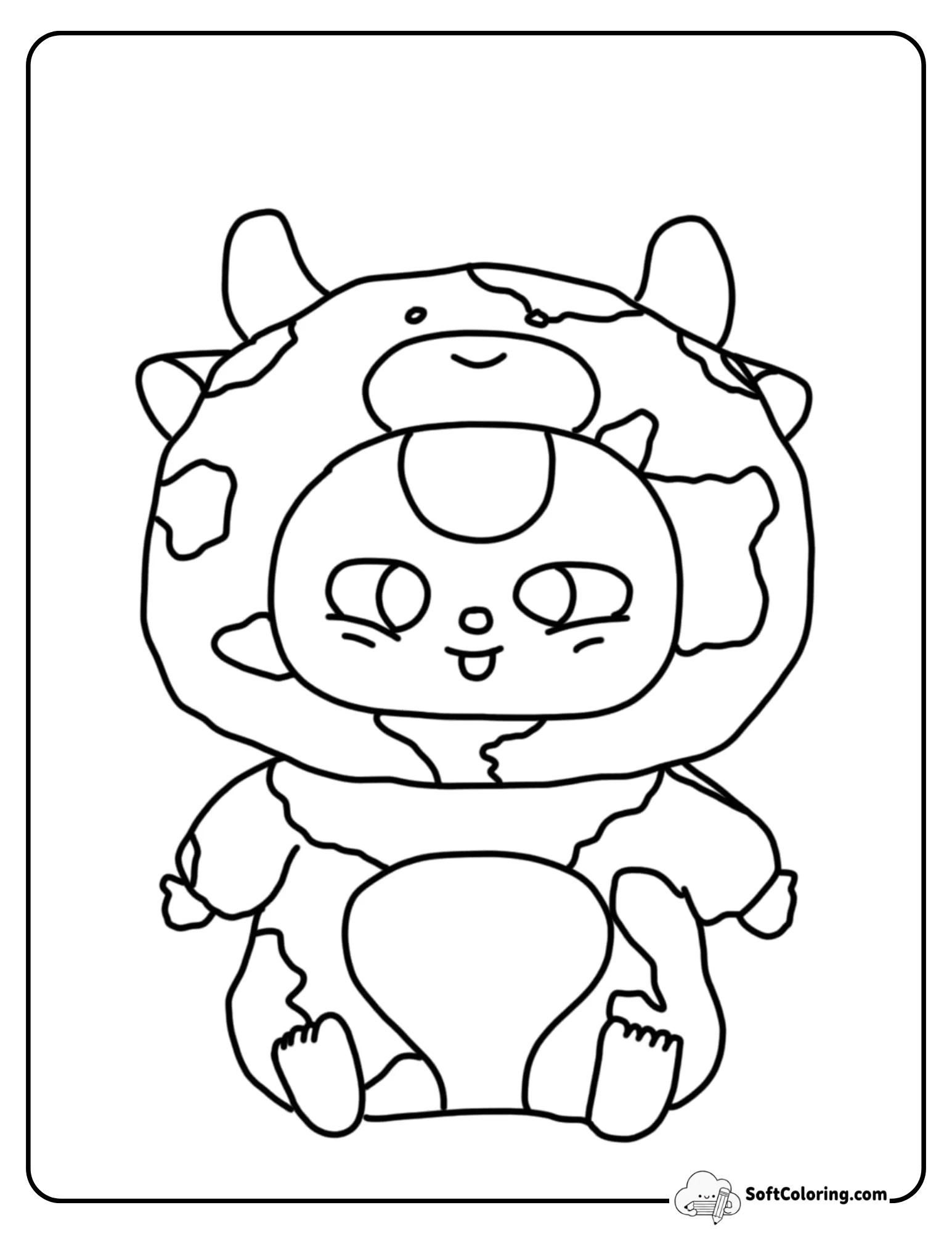 Baby Three Inspired Cow Coloring Page