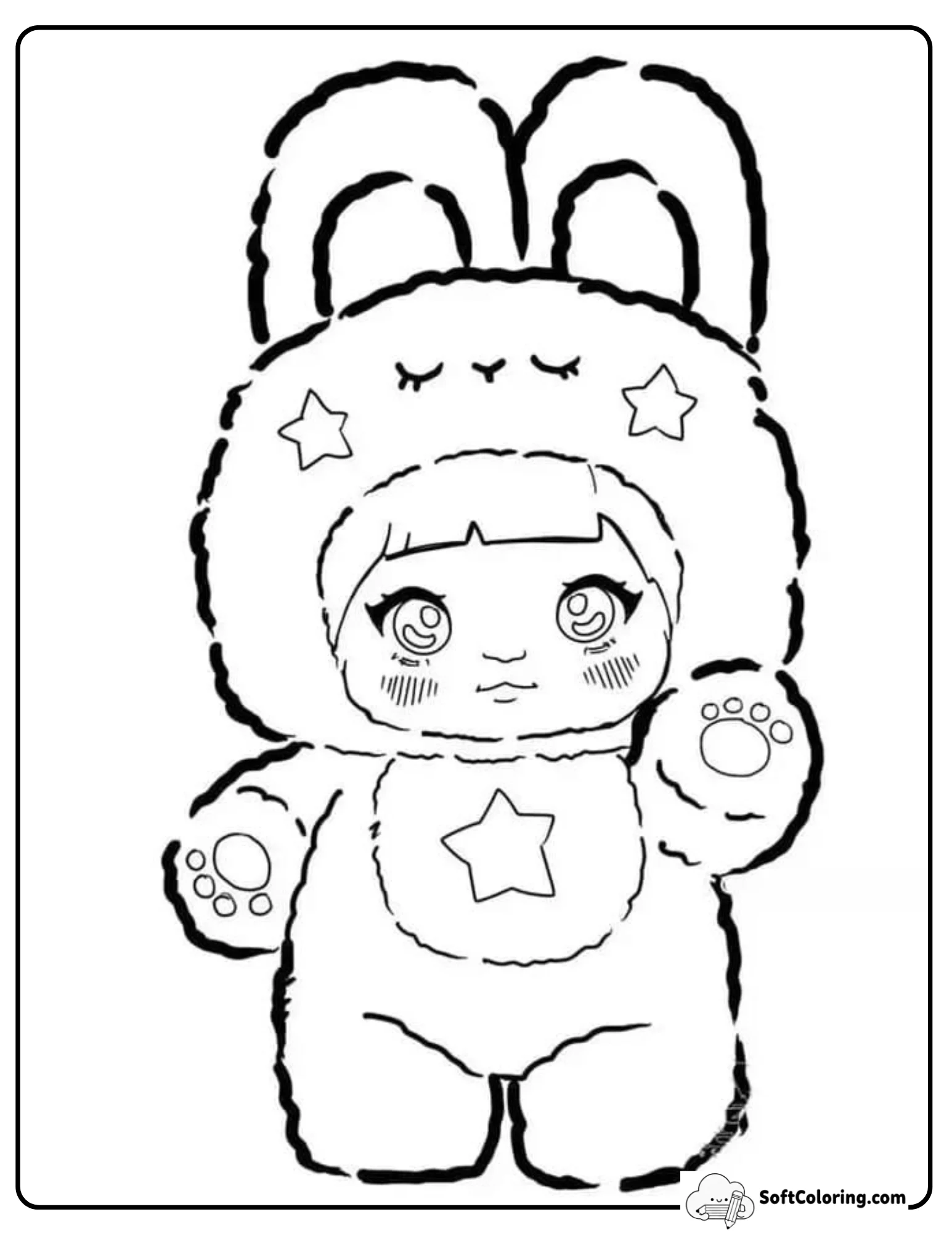 Lovely Baby Three Rabbit Animal Coloring Page
