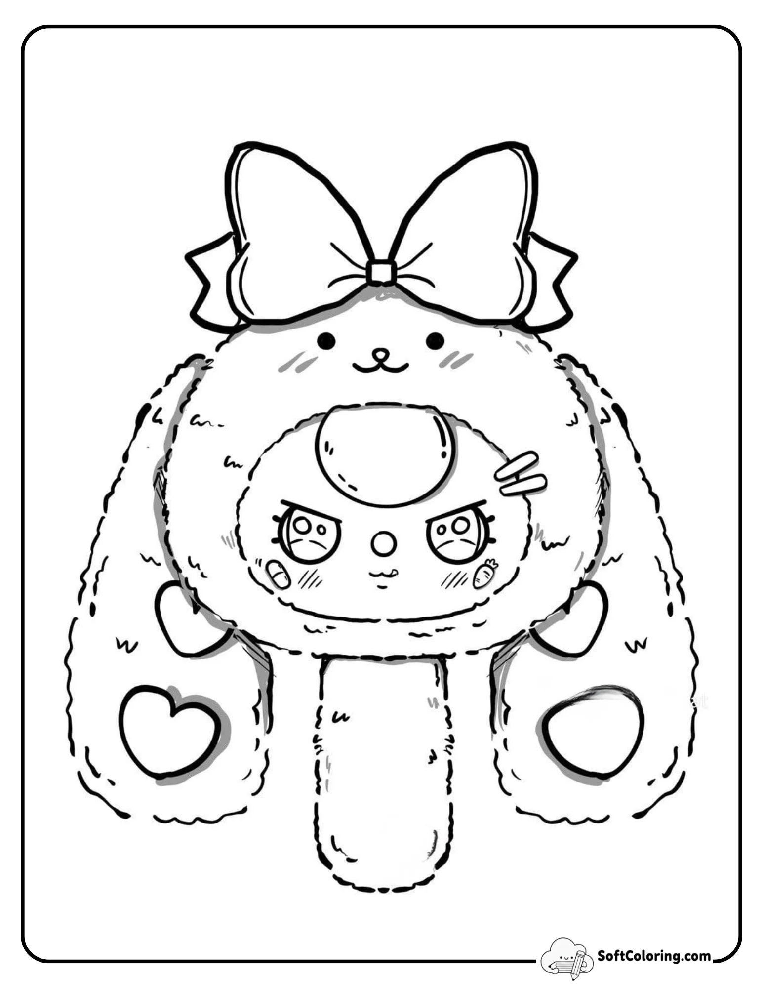 Baby Three Girl With Big Ribbon Bow Coloring