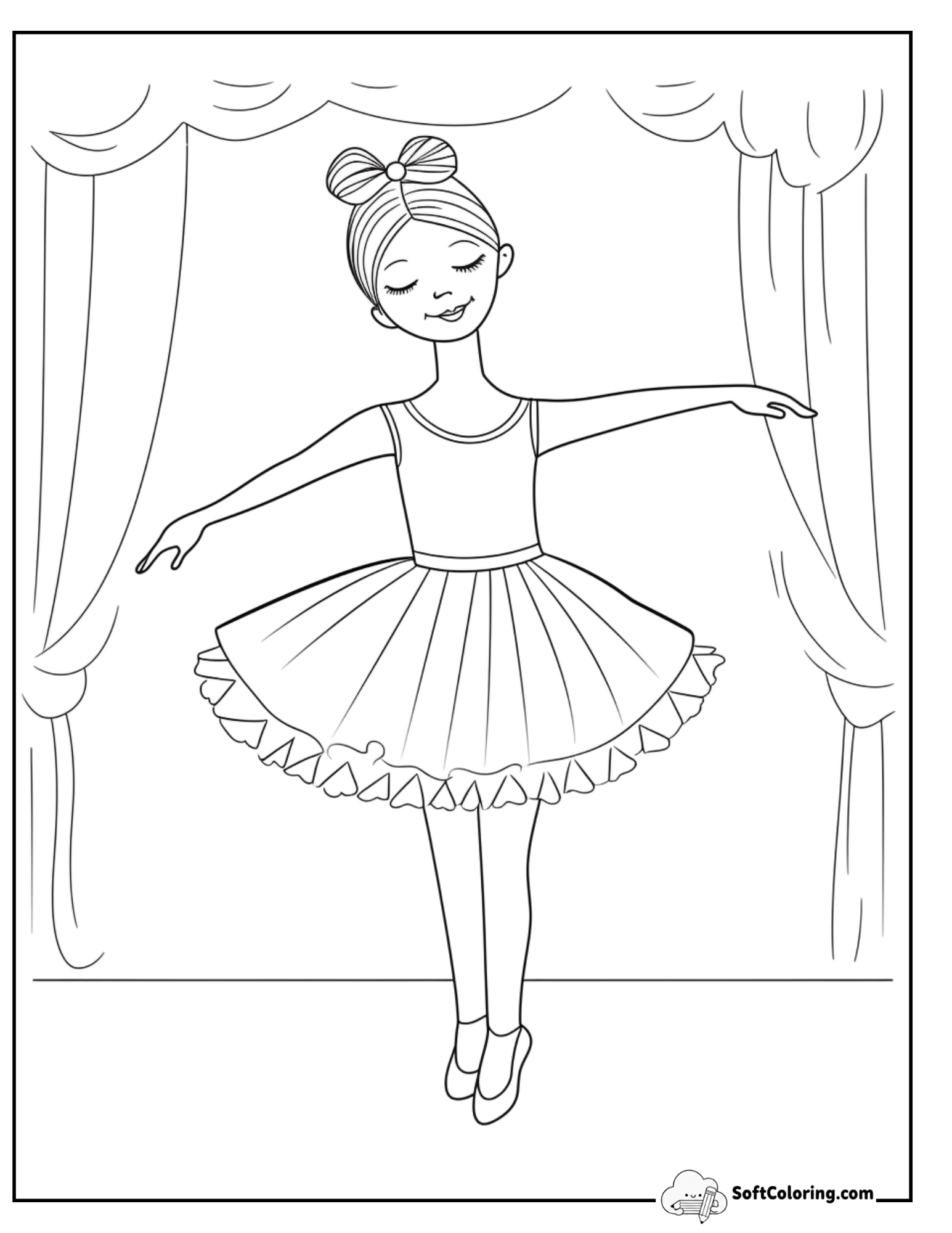 Ballerina Bowing After A Successful Performance Coloring Page