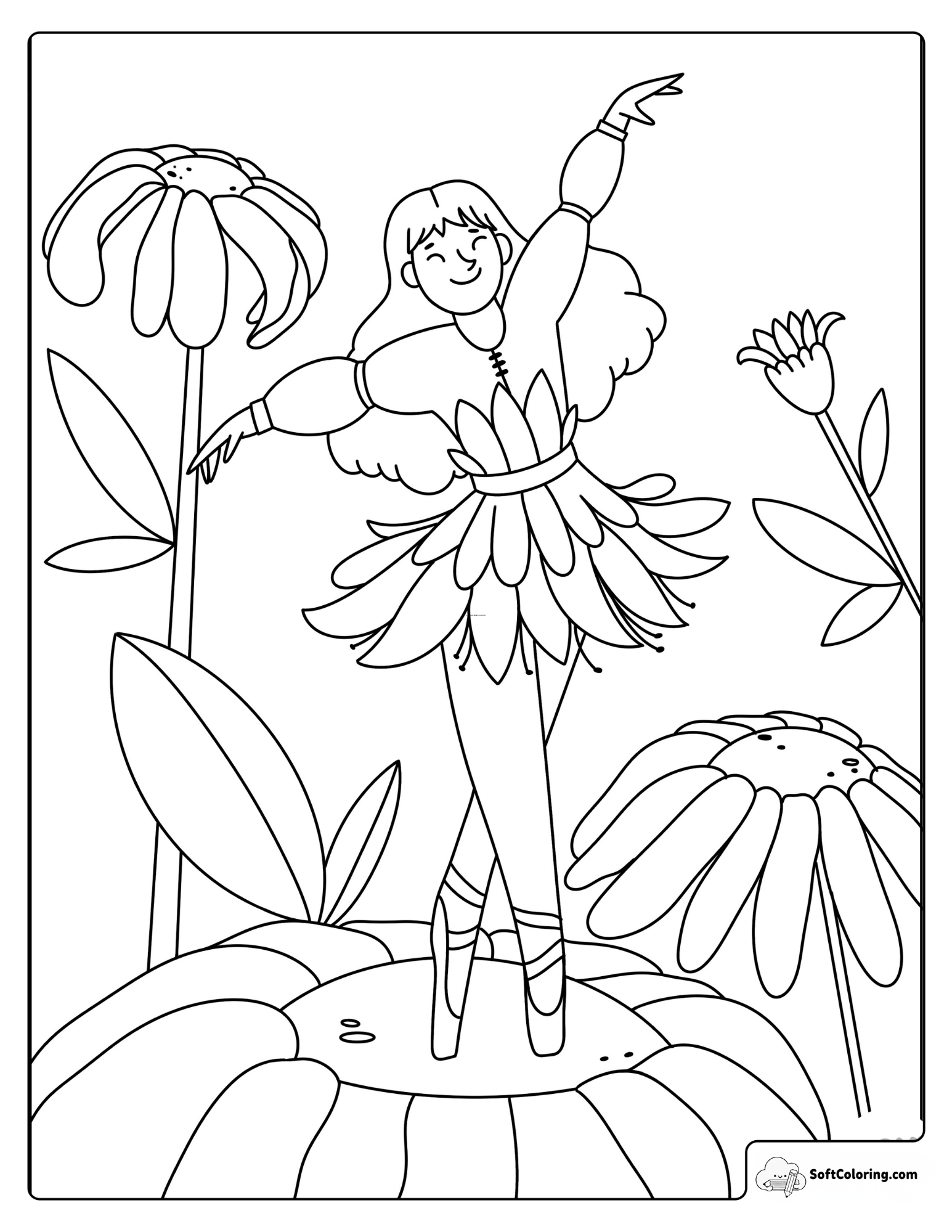 Ballerina In Flower Costume Coloring Page