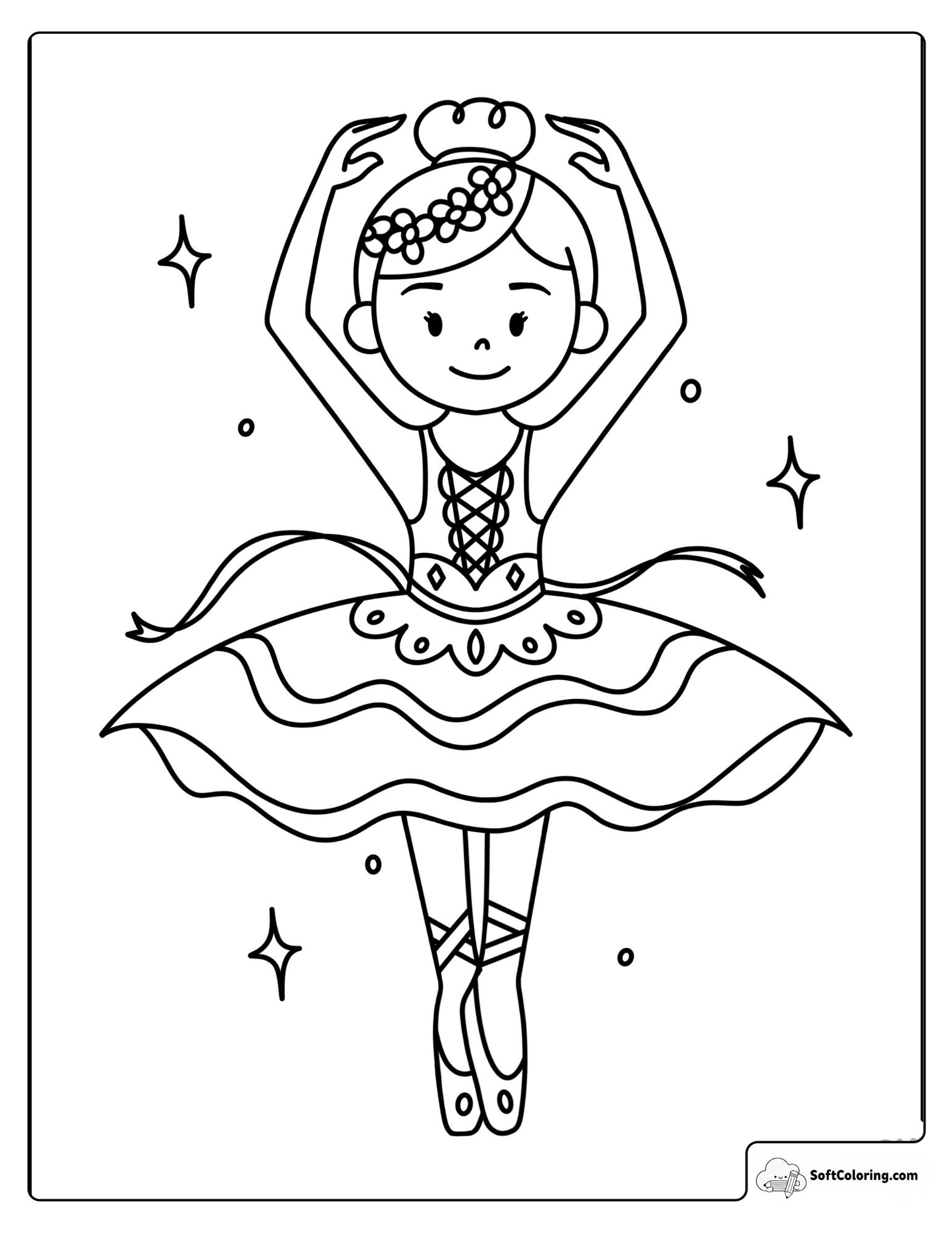 Easy To Color Ballerina In Pretty Tutu