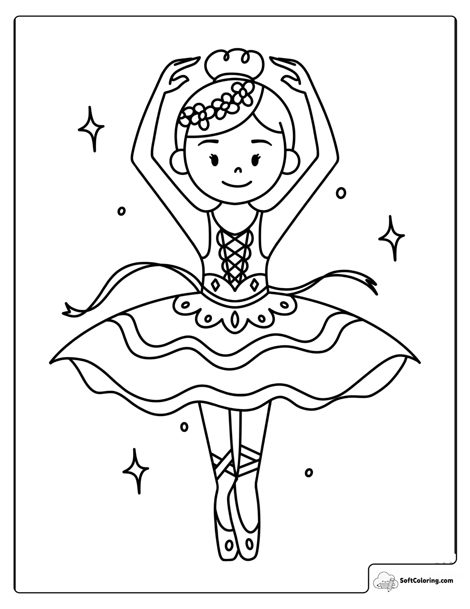 Easy To Color Ballerina In Pretty Tutu