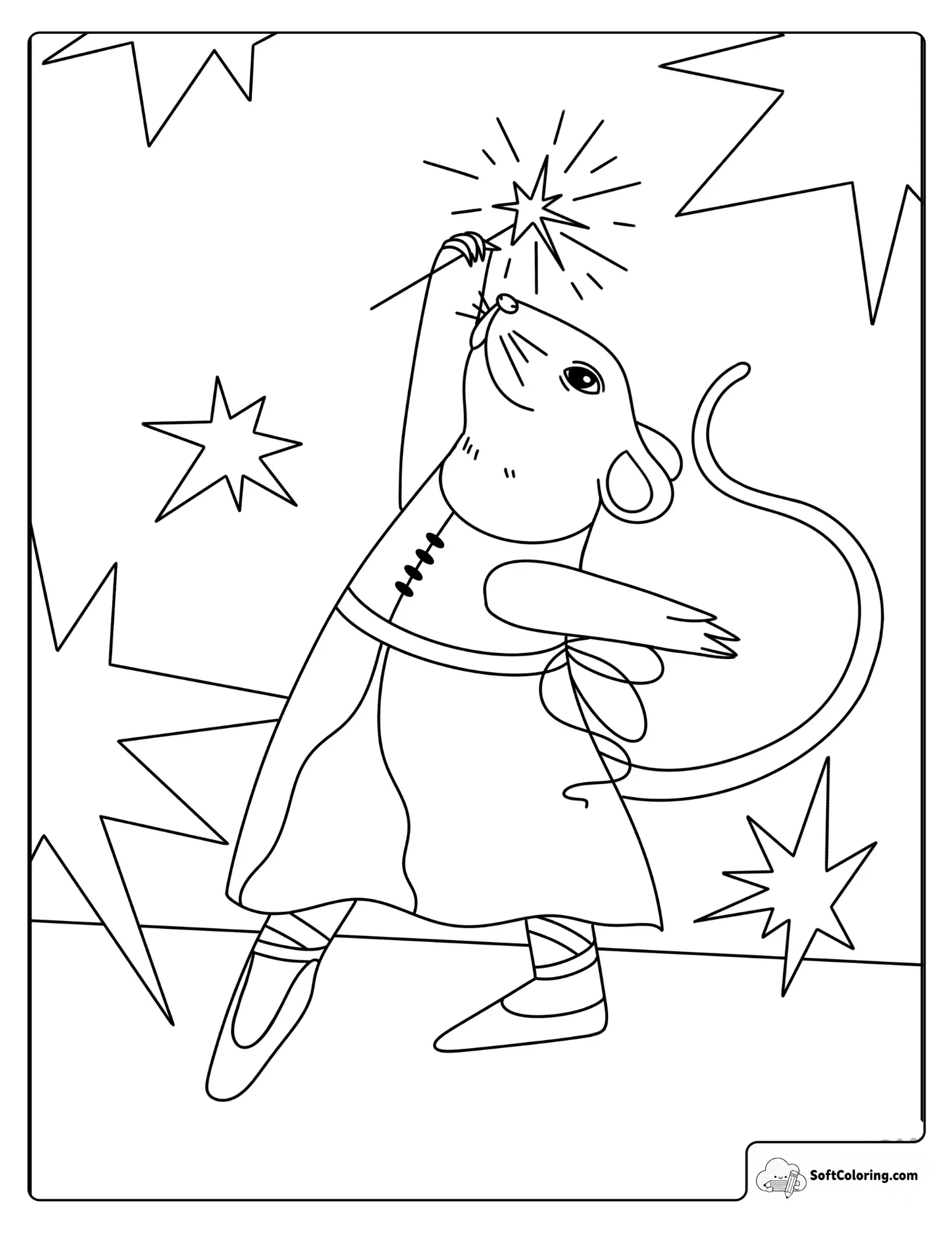 Ballerina Mouse With Wand Coloring Page