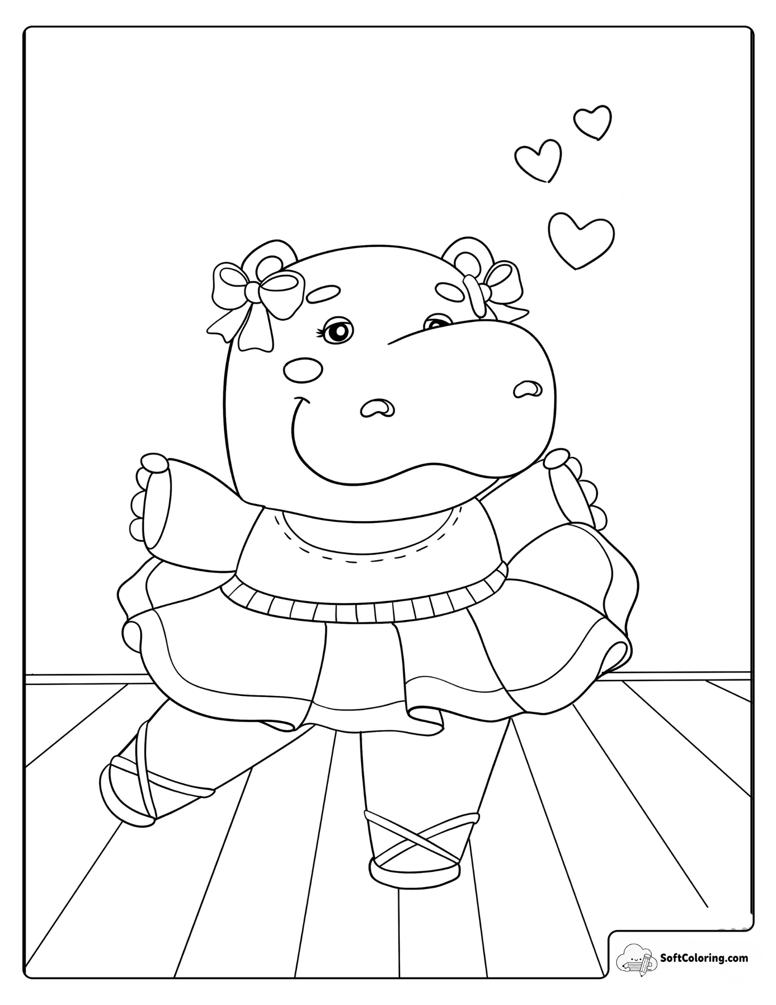 Cute Ballerina Hippo In Point Shoes