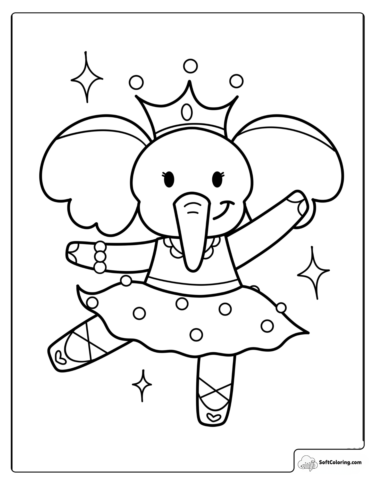Cute Elephant Ballerina With Princess Crown