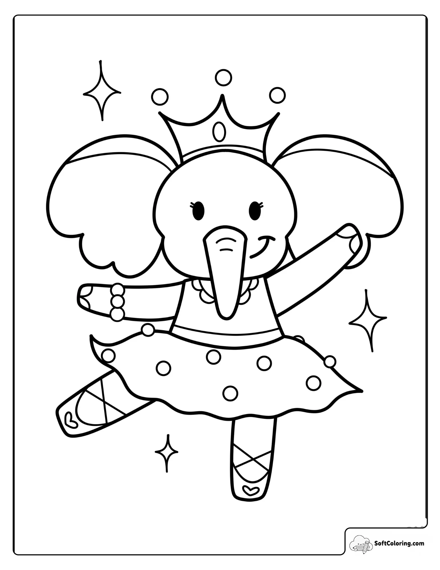 Cute Elephant Ballerina With Princess Crown