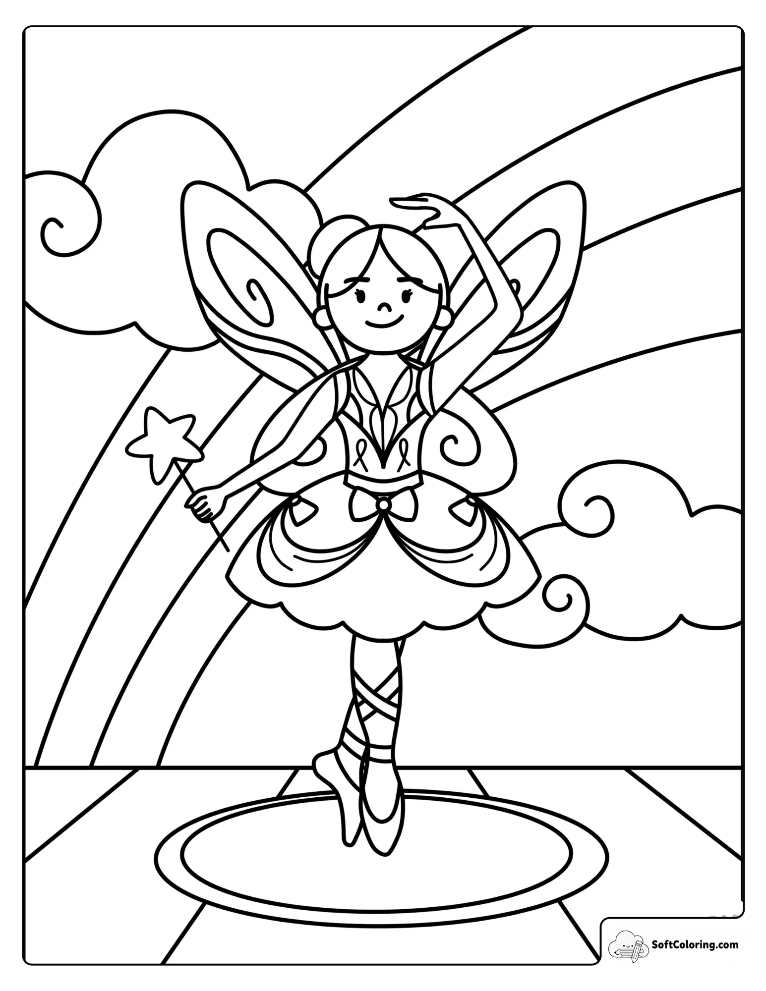 Cute Fairy Ballerina With Magic Wand