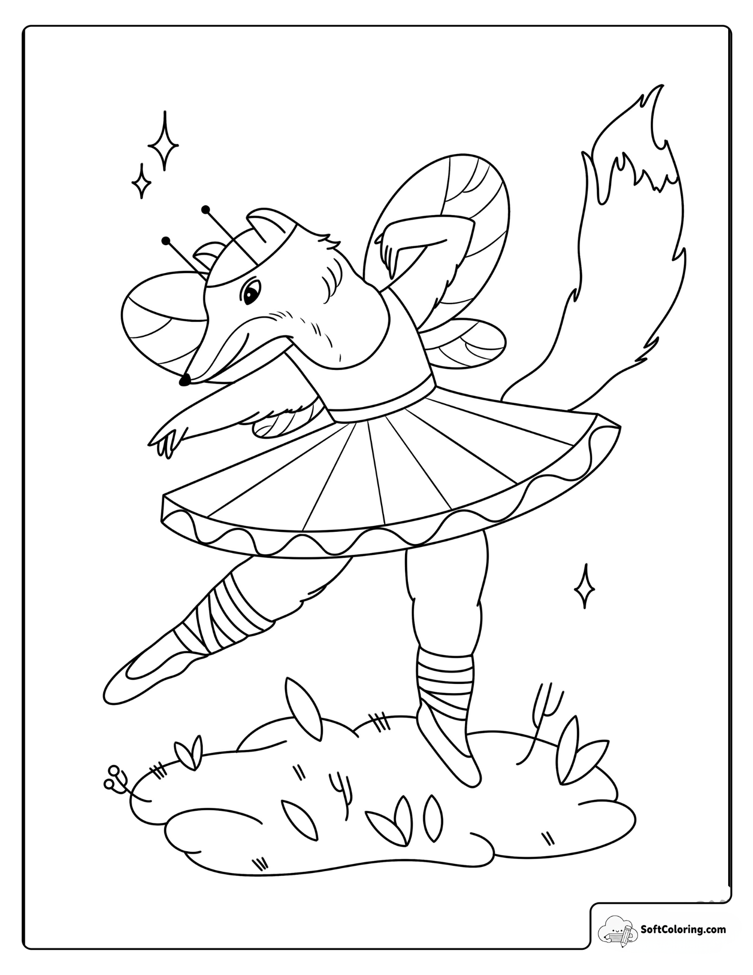Ballerina Fox Coloring Page