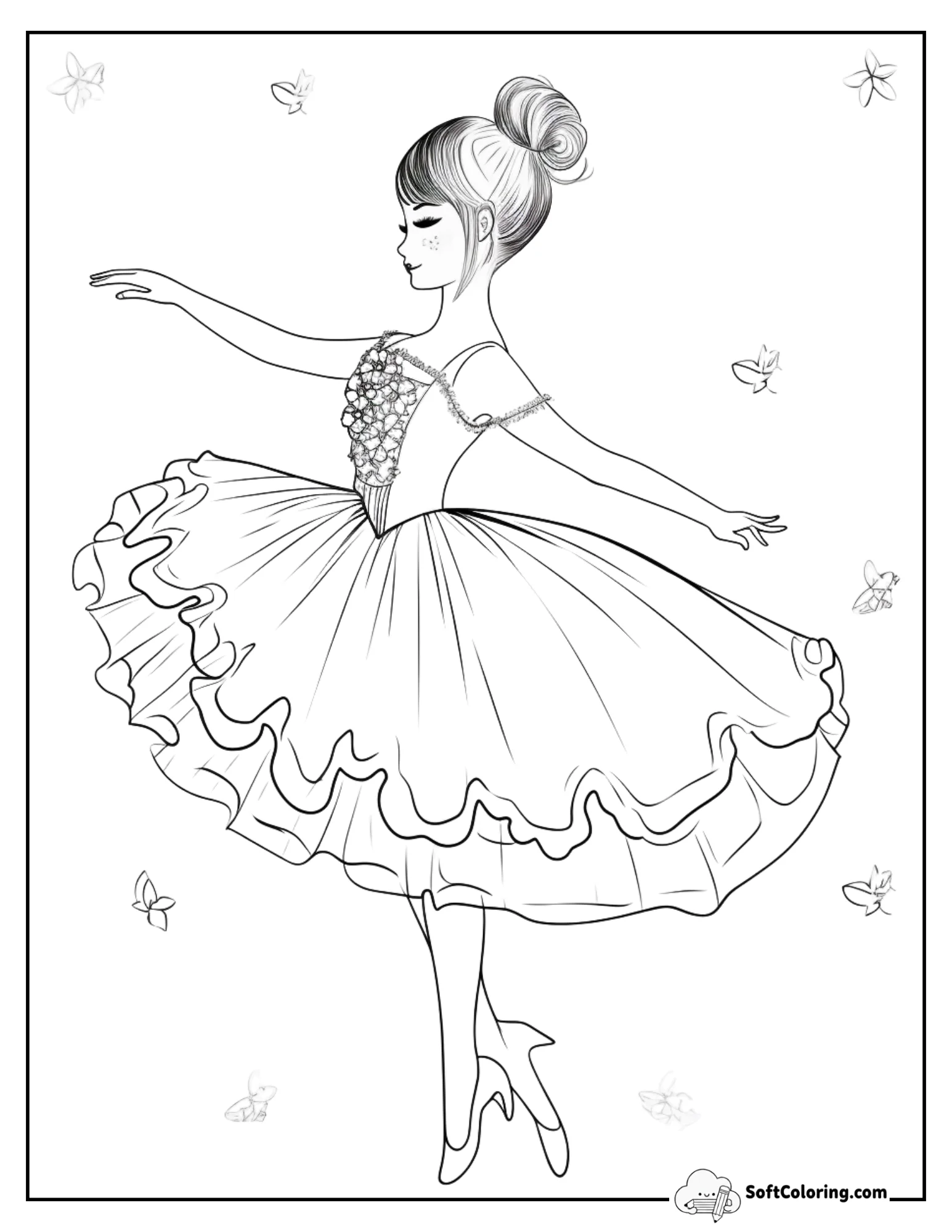 Ballerina Dancing With Sparkling Magic Dust Coloring Page