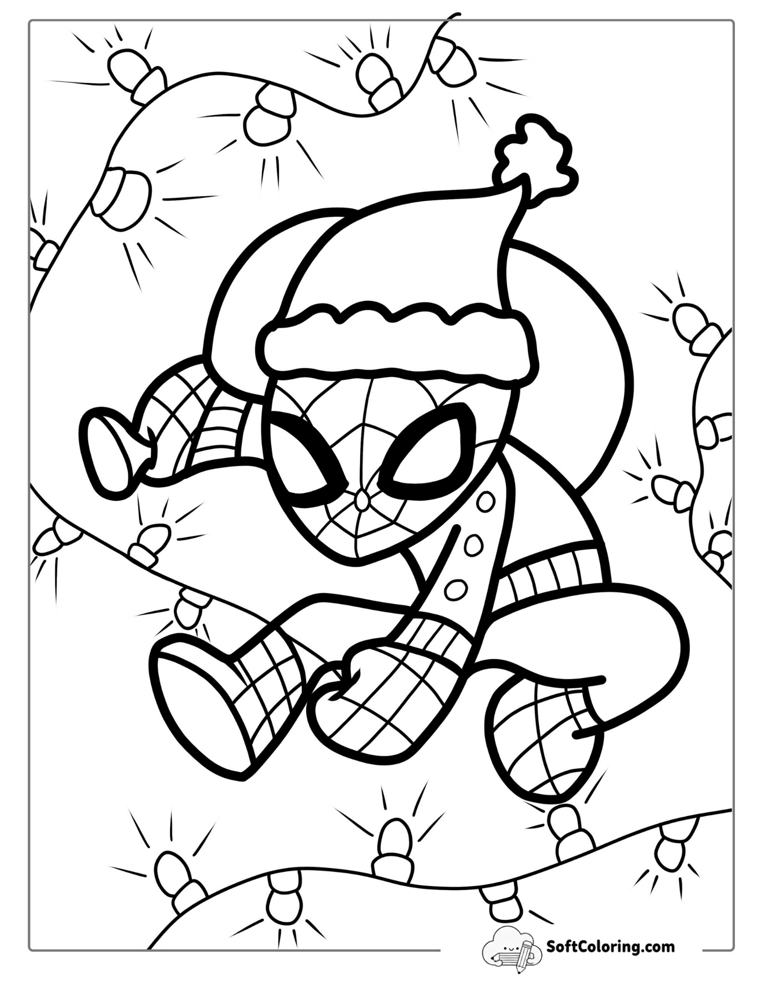 Christmas Themed Spider-Man Coloring
