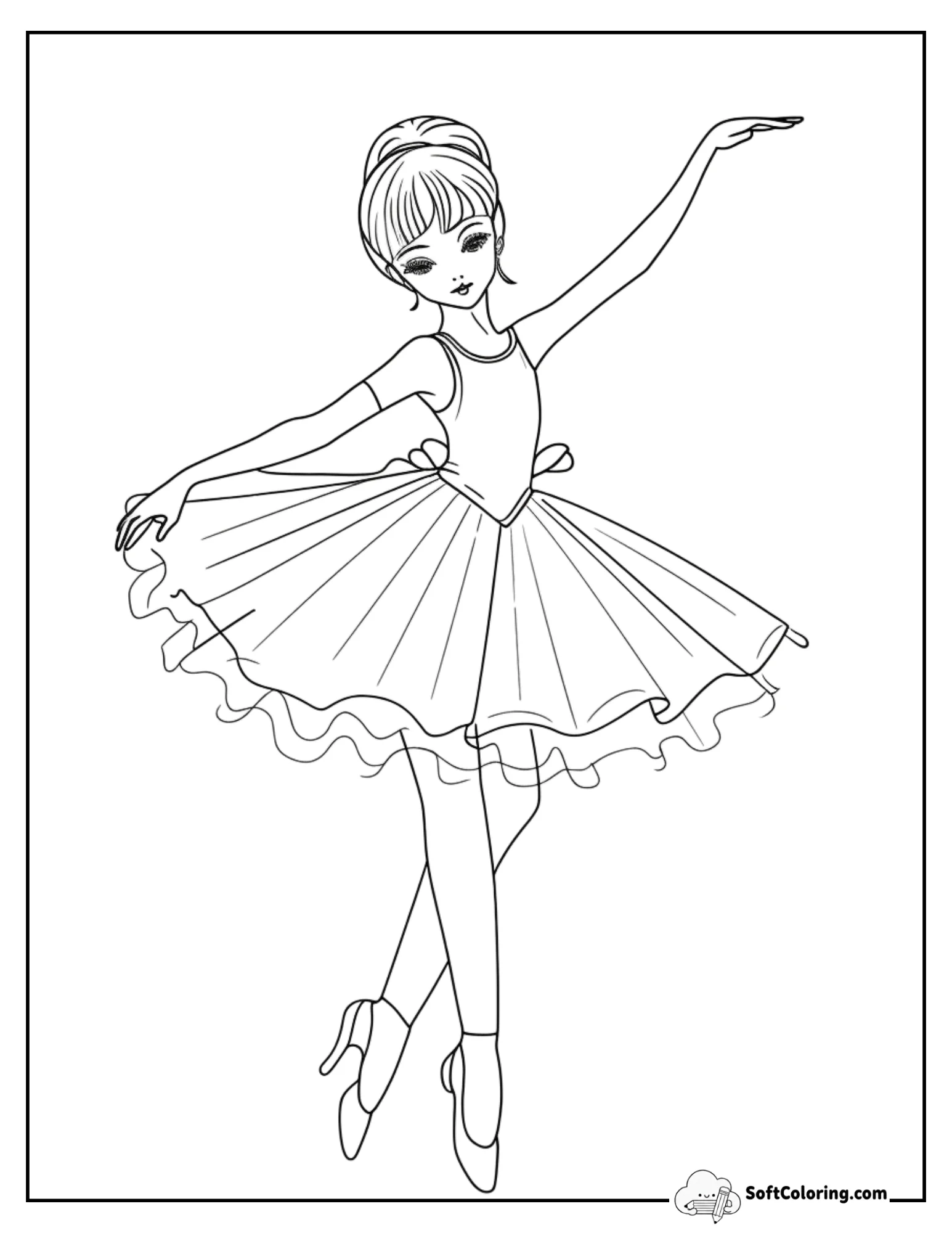 Slim Ballerina Performing Classical Ballet Coloring Page