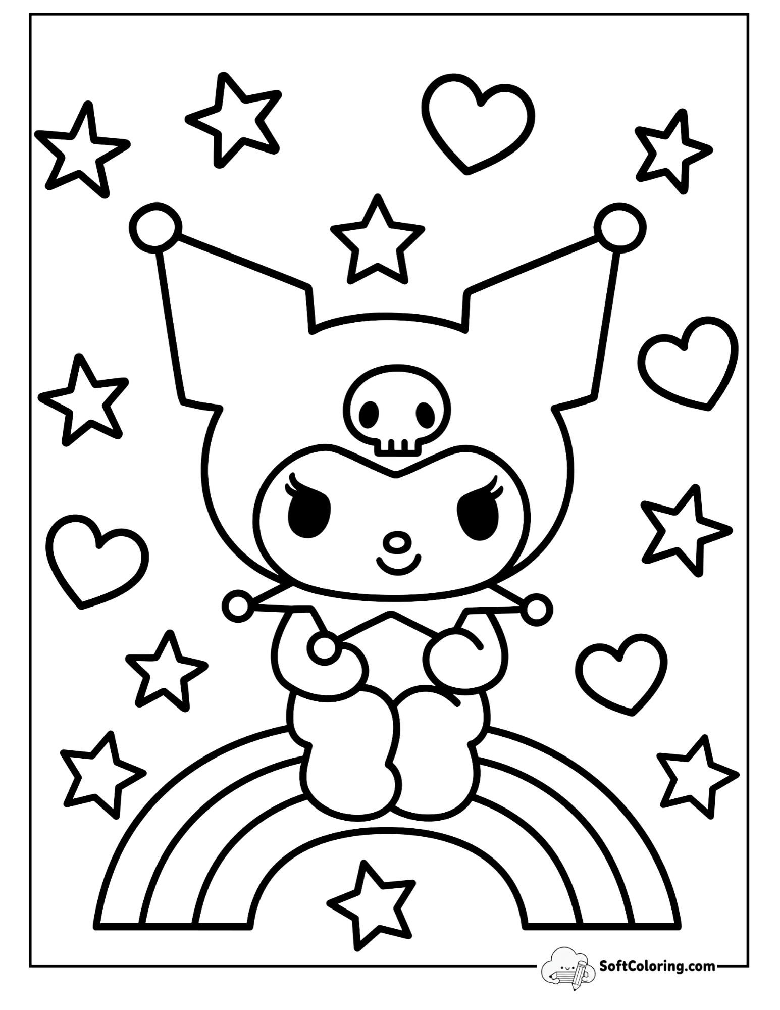 Kuromi Perches Playfully On A Rainbow