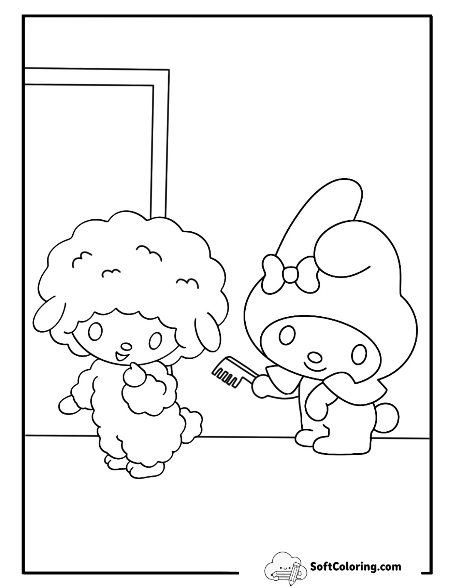 My Melody Brushing A Tiny Lamb Cute