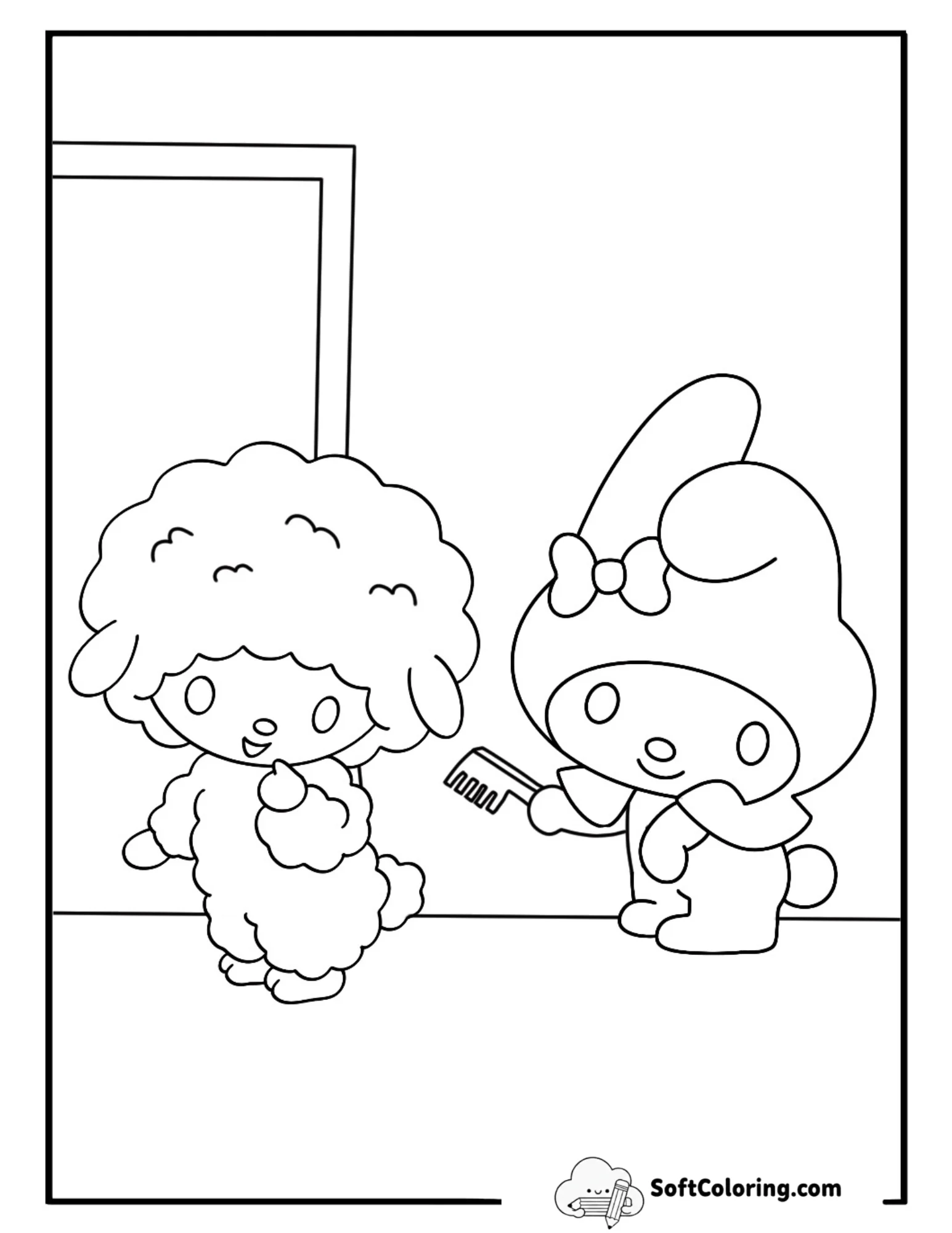 My Melody Brushing A Tiny Lamb Cute