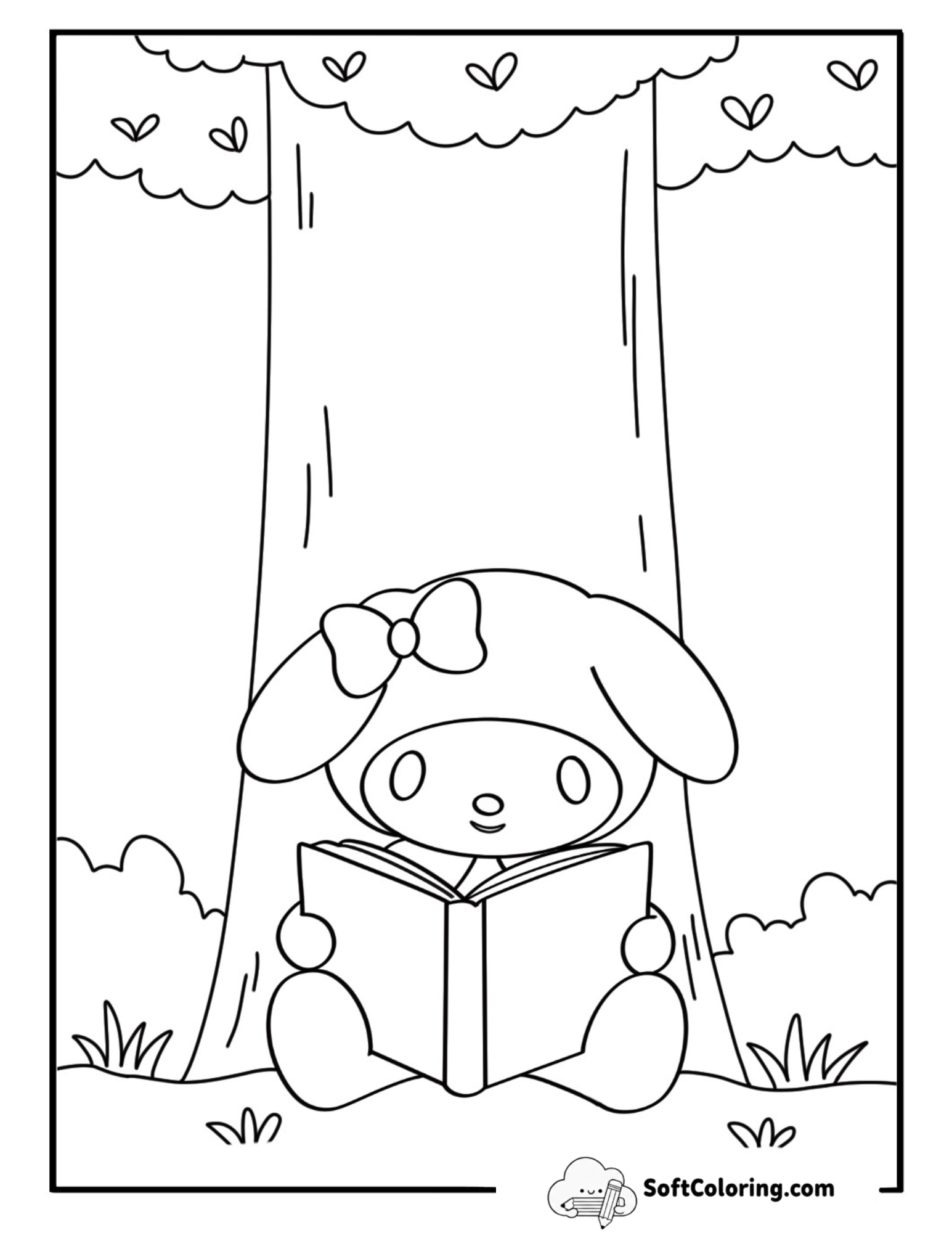 My Melody Reading Under A Tree Cute
