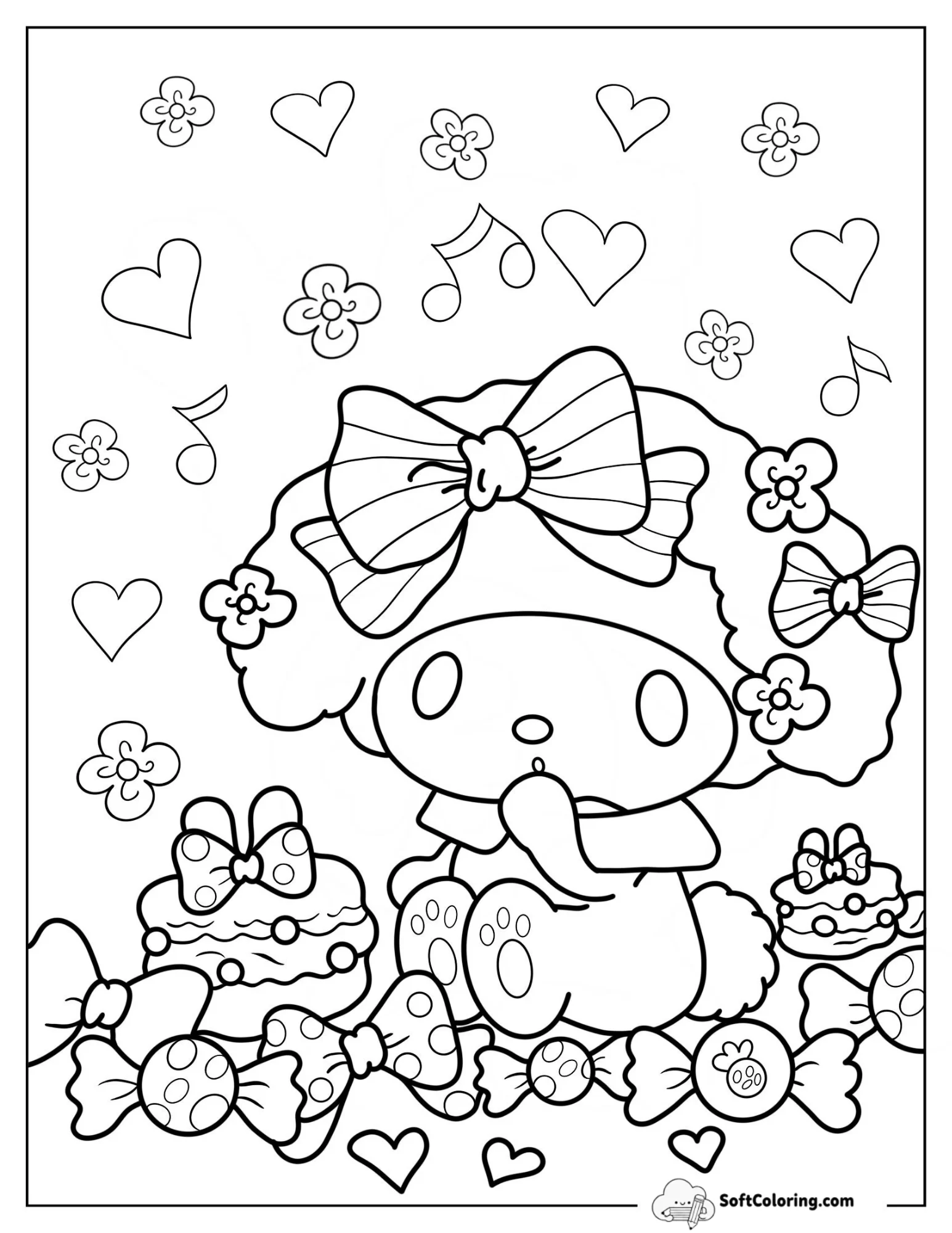 Cute My Melody Surrounded By Sweets