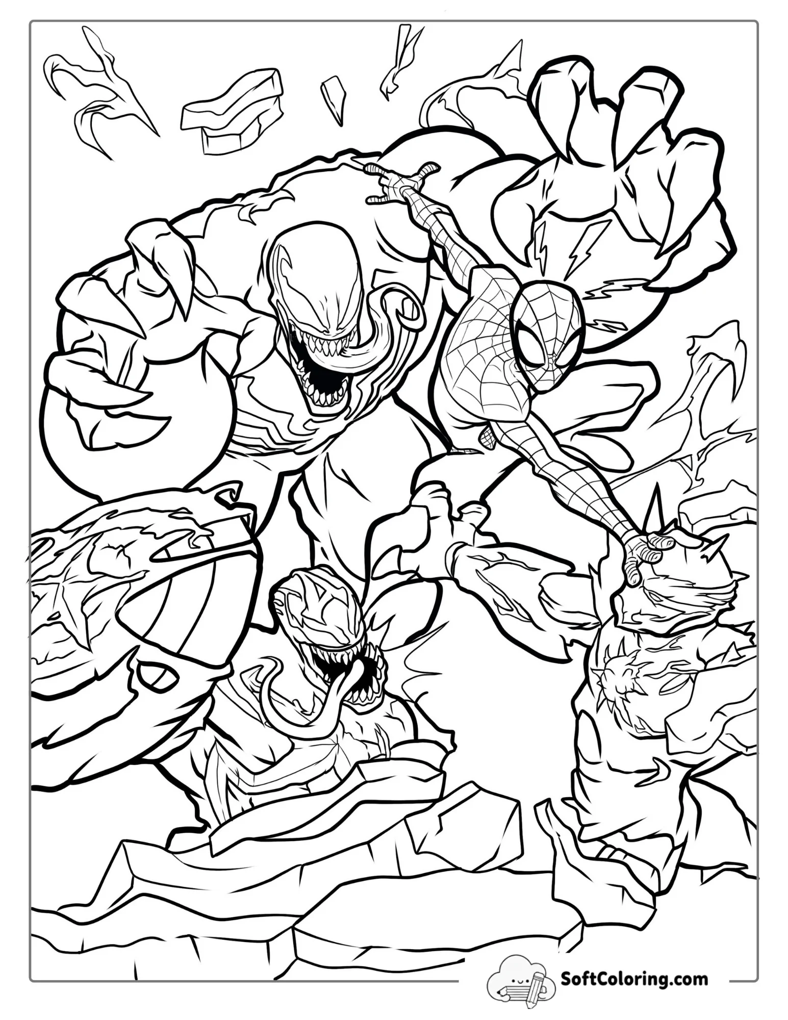 Detailed Spider-Man And Venom Coloring For Adults