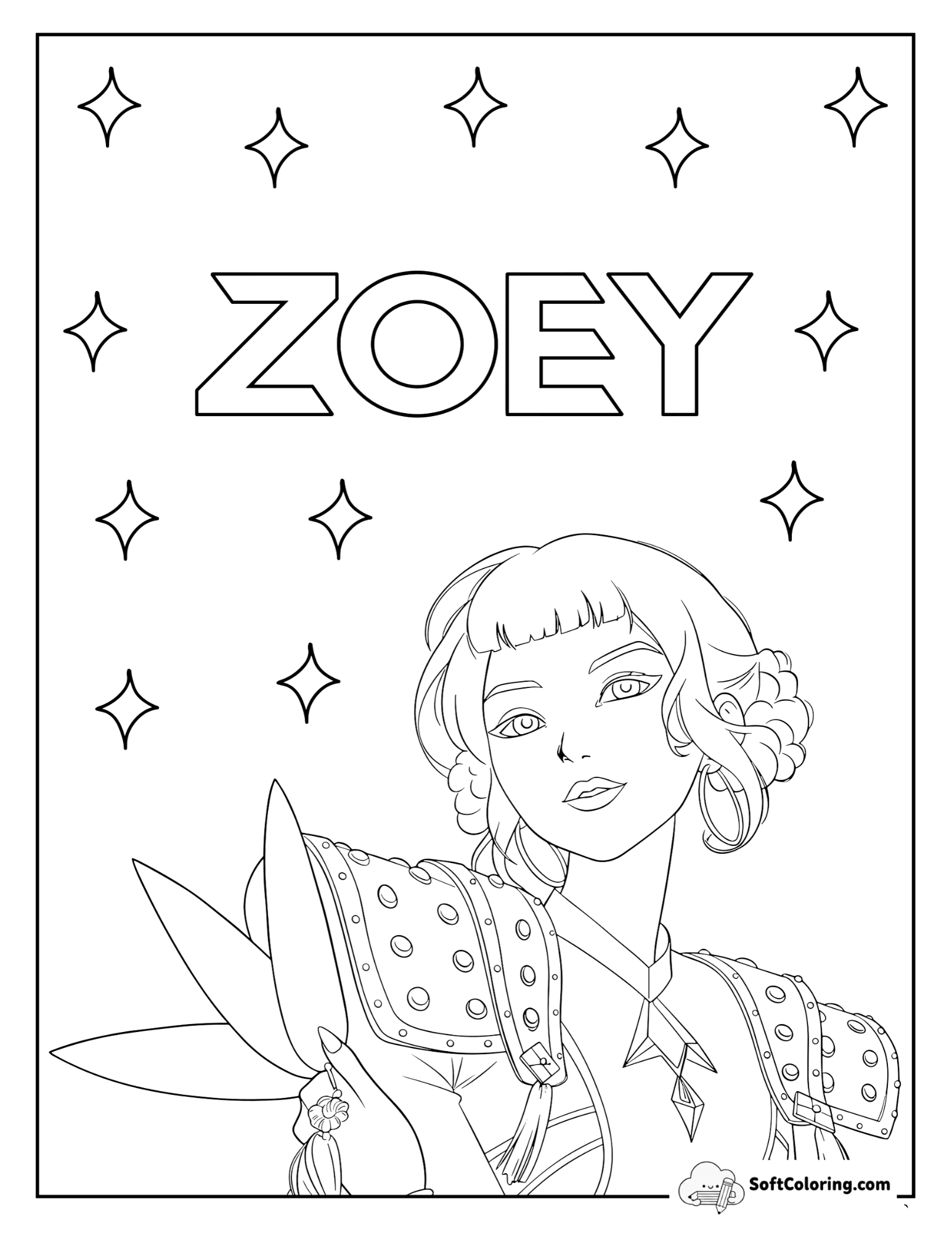 Zoey With Sparkling Armor And Cool Confidence