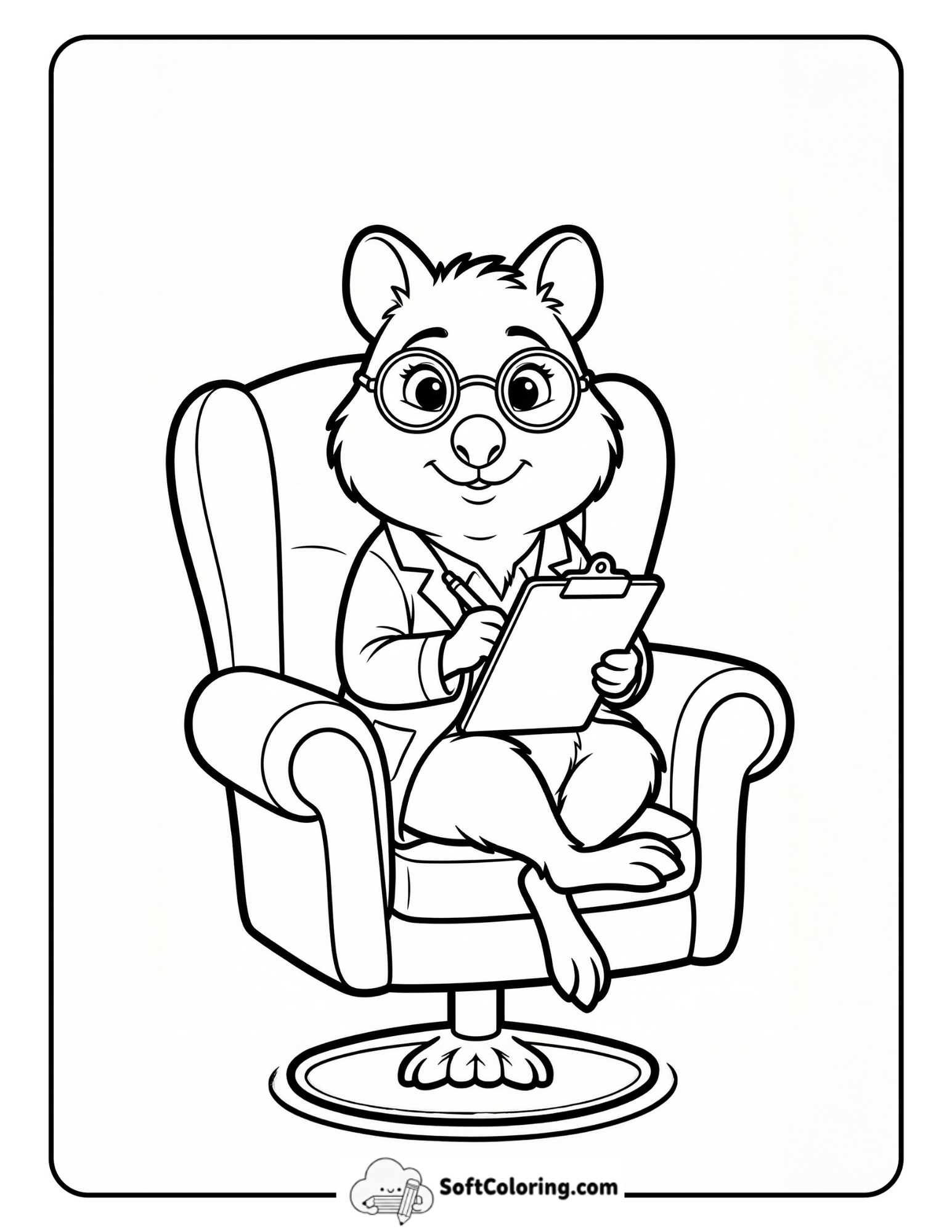 Dr. Fuzzby Iconic Chair Pose
