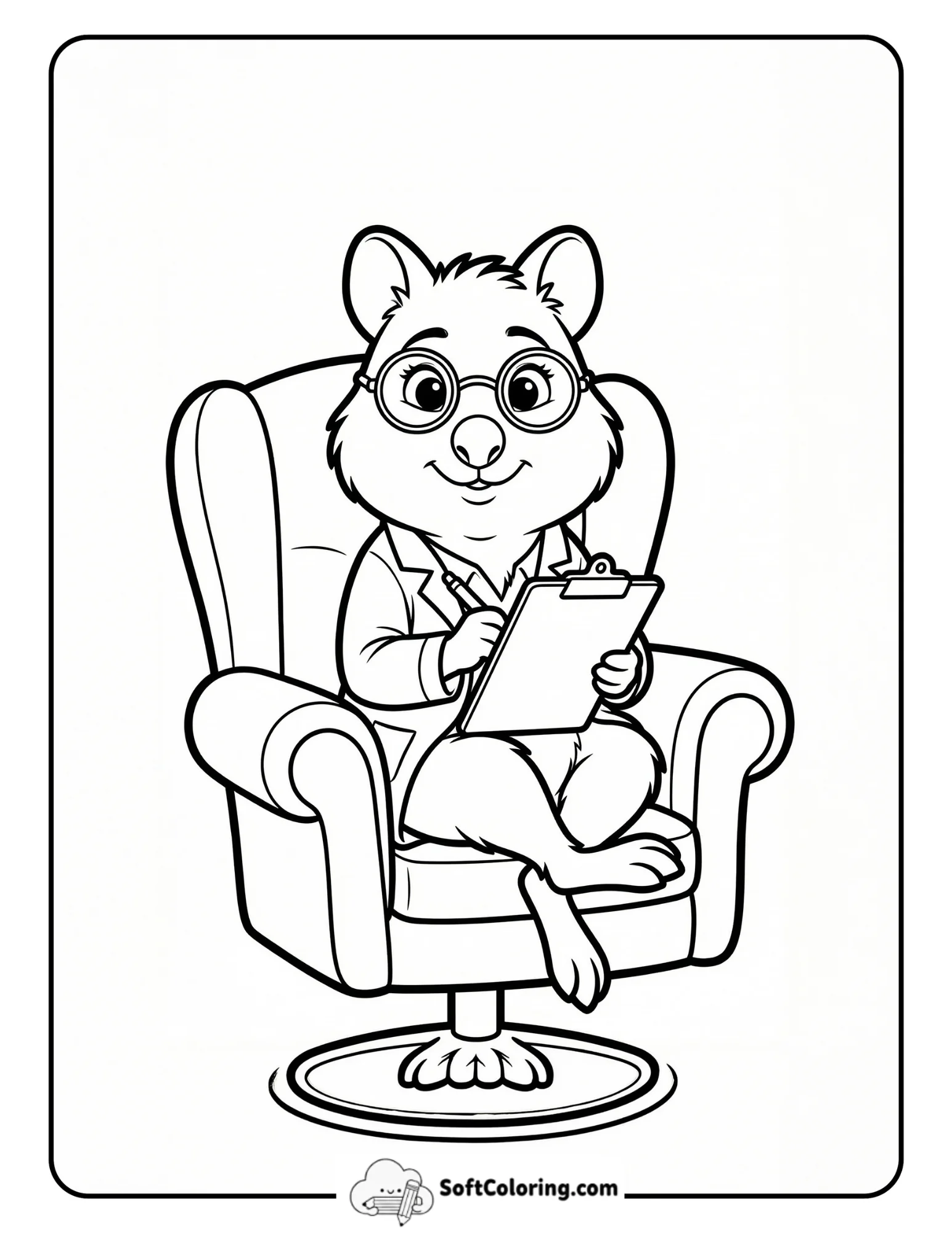 Dr. Fuzzby Iconic Chair Pose