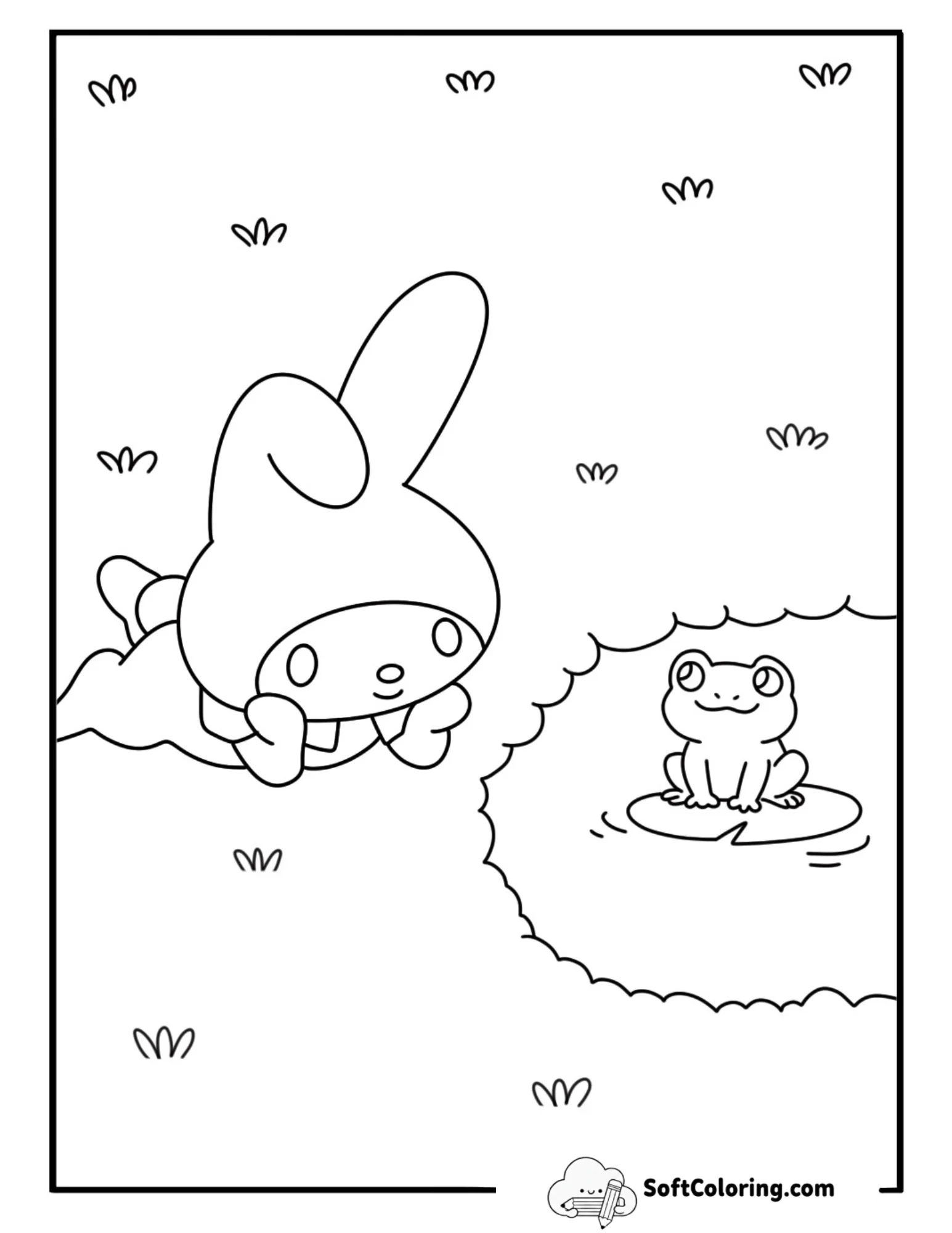 My Melody Near A Pond With Frogs