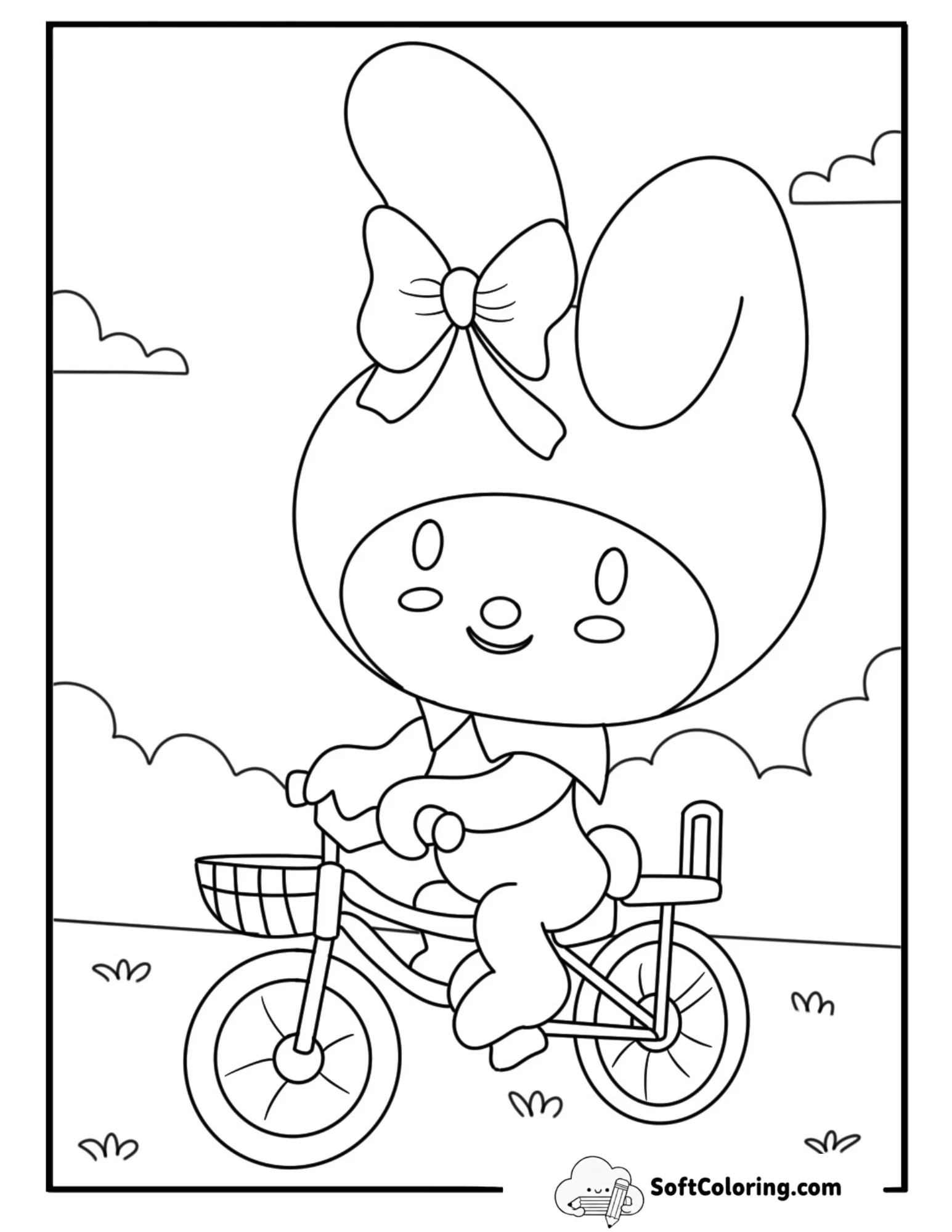 My Melody Riding A Bicycle With Basket