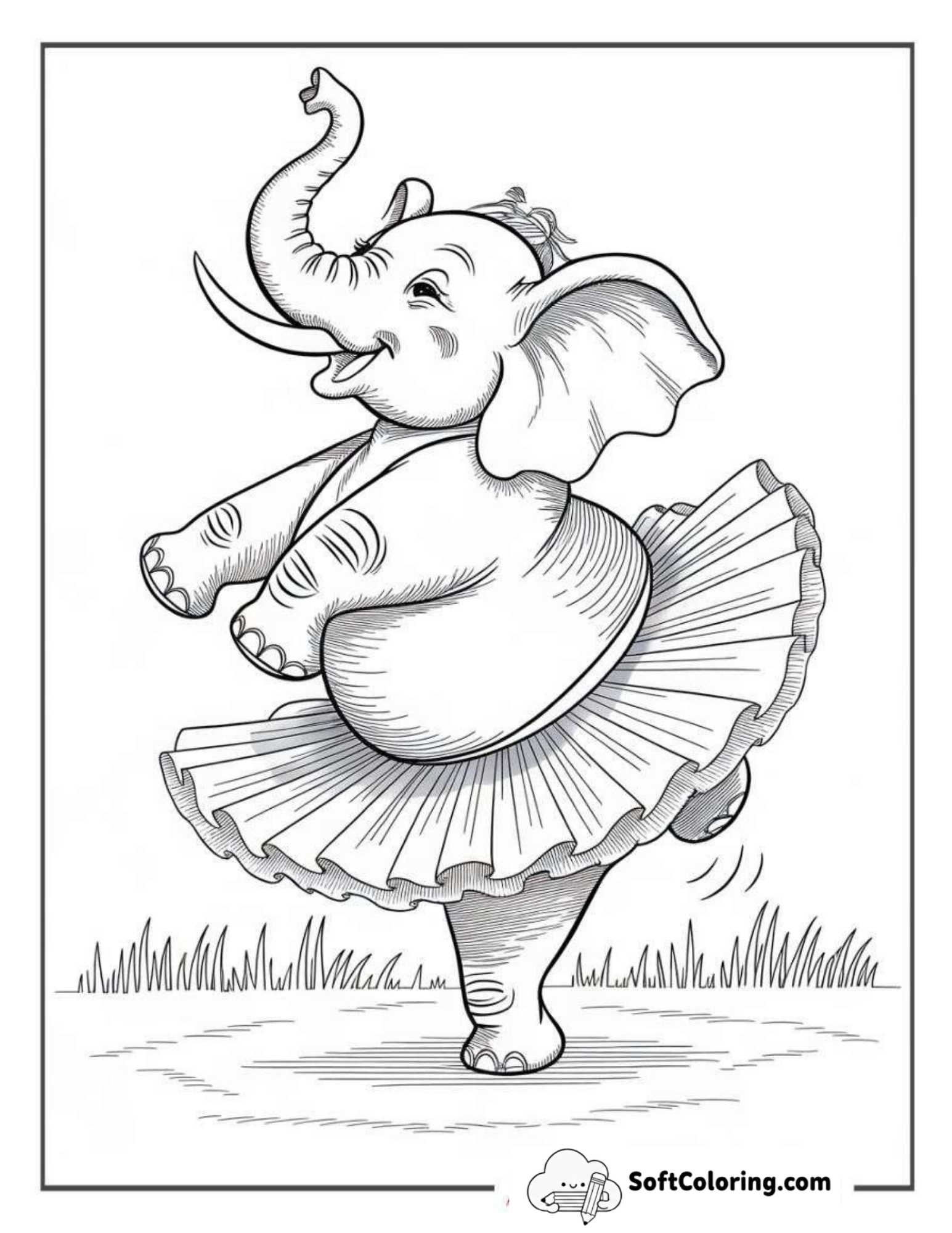 Elephant Ballerina Balancing On One Foot