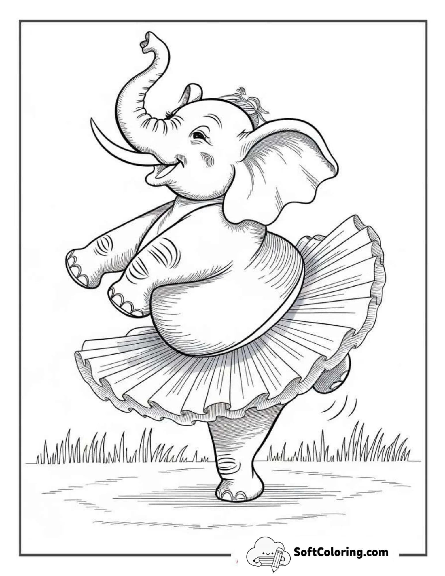 Elephant Ballerina Balancing On One Foot