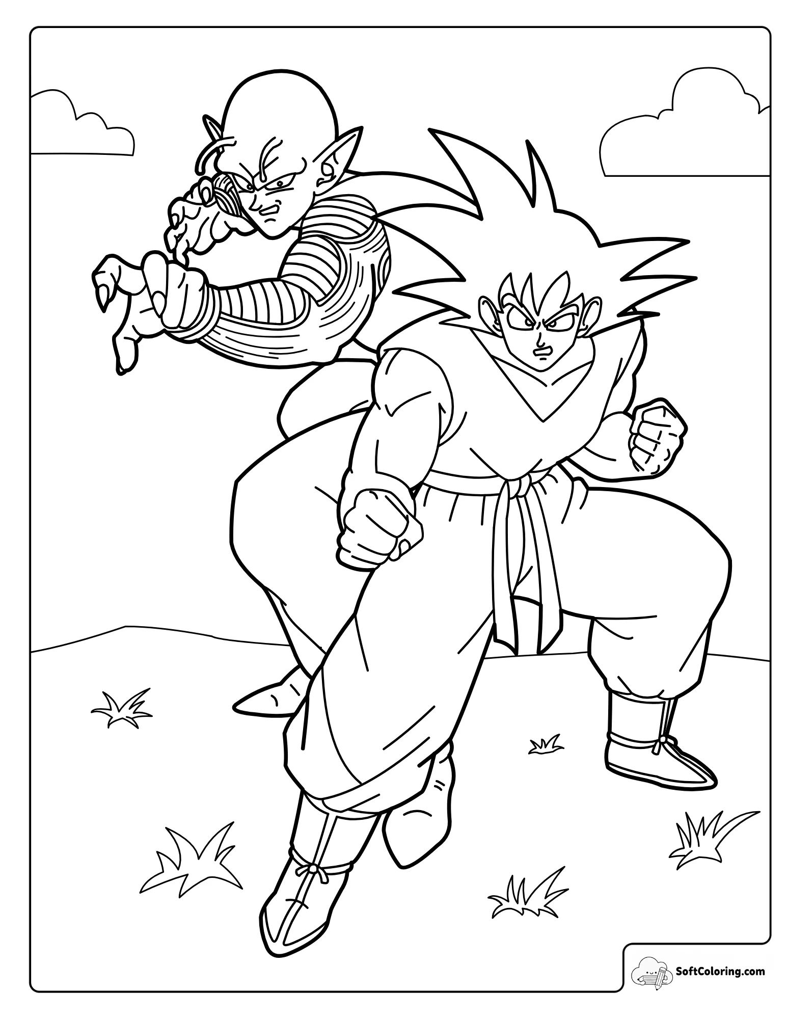 Goku Moves Forward In Front While Piccolo Appears Behind
