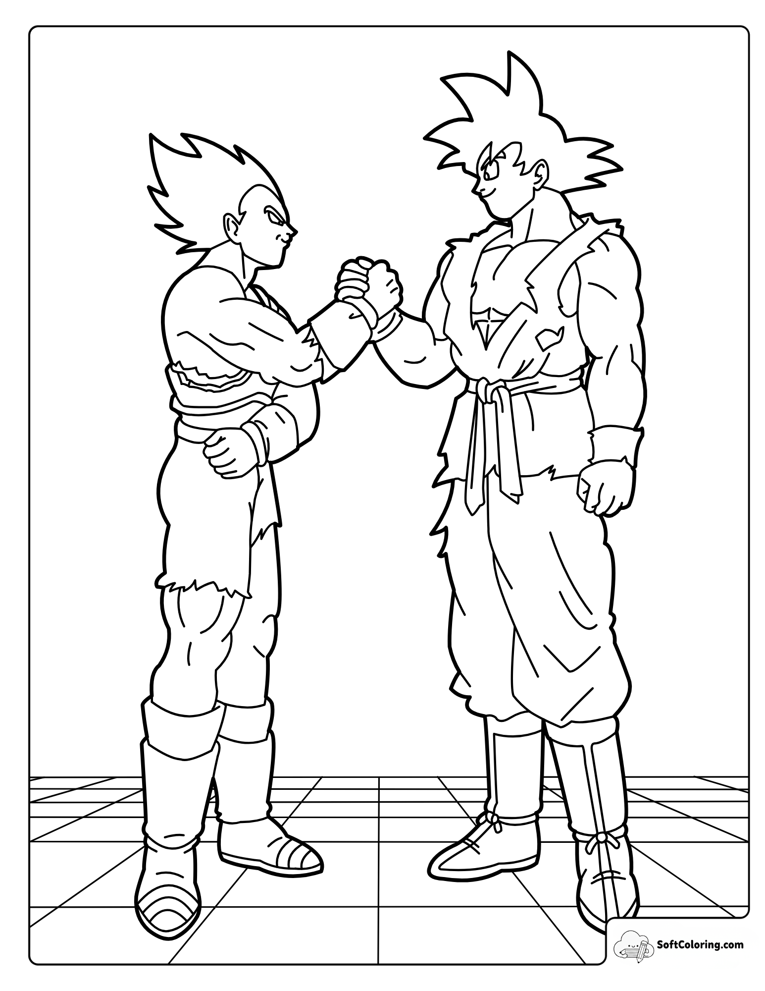 Goku And Vegeta Face Each Other And Touch