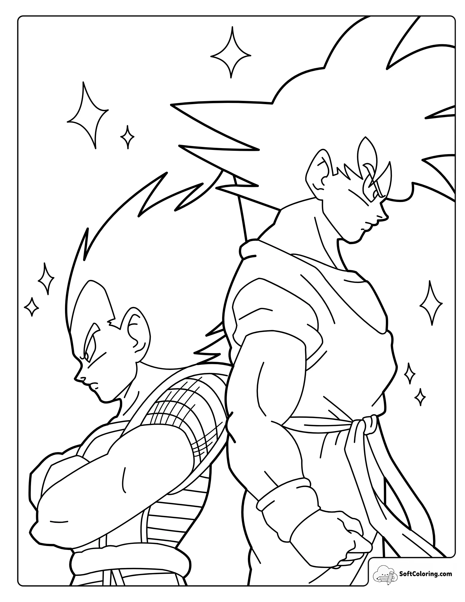 Goku And Vegeta Friendship Moment Coloring Page