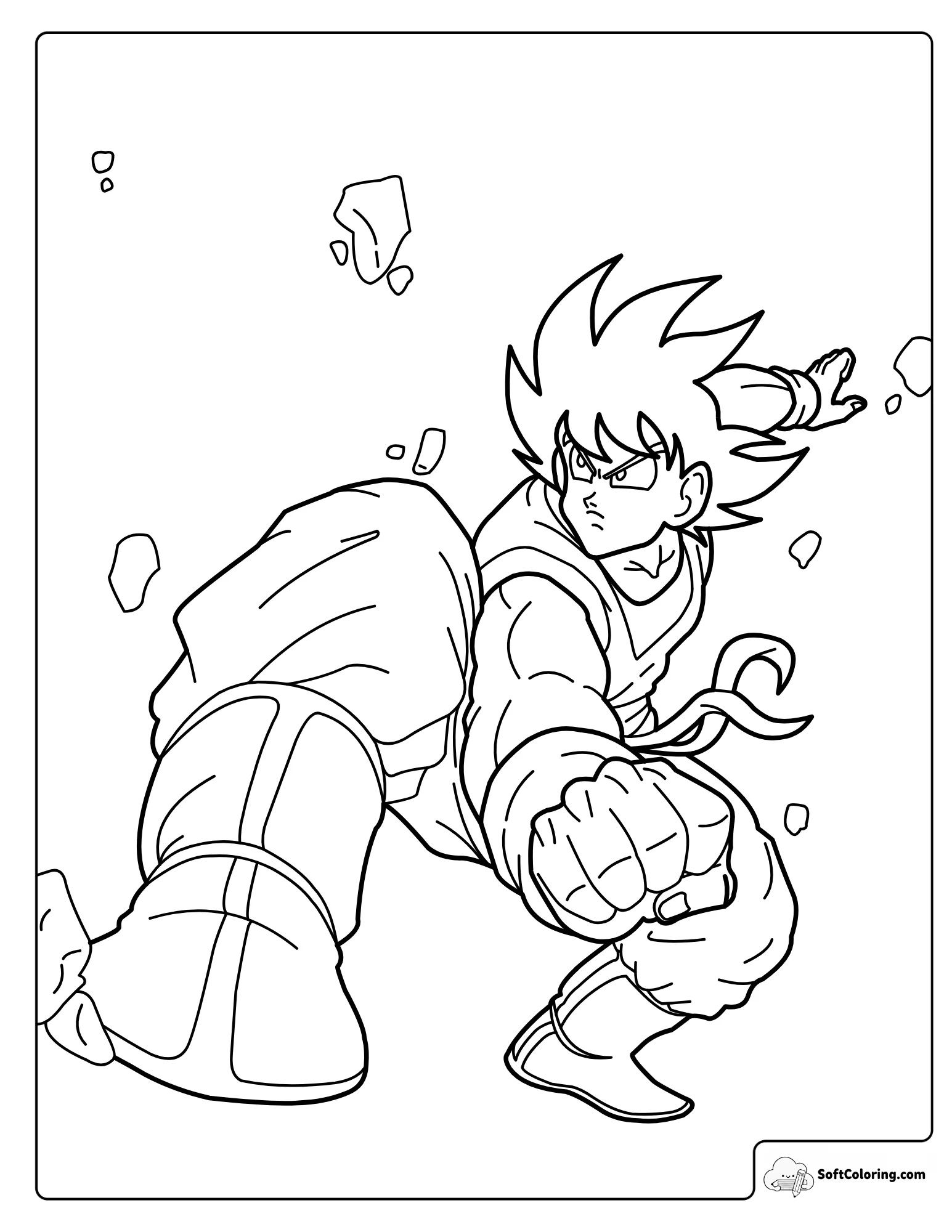 Goku In A Fighting Stance Coloring Page
